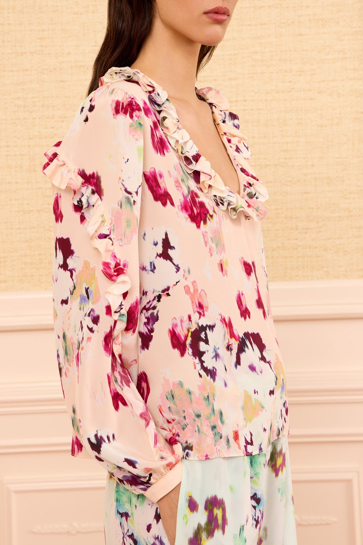 Ulla Johnson Marguerite Summer Garden Seidenbluse in Rosa – Ansicht 2
