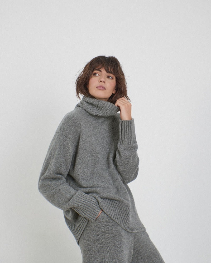 Ada, Grey, Cashmere Turtle Neck