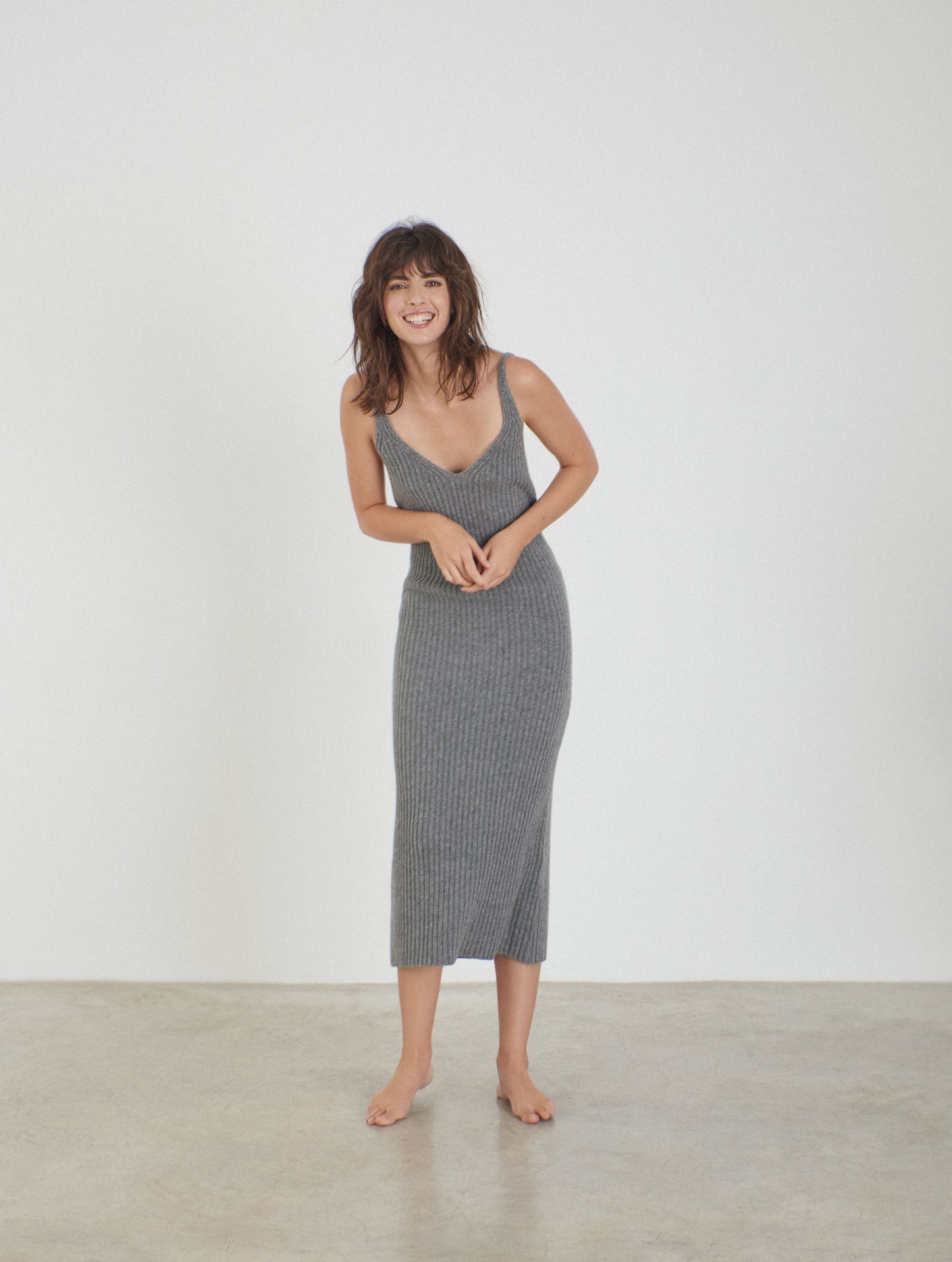 Gala, Grey, Cashmere Rib Dress