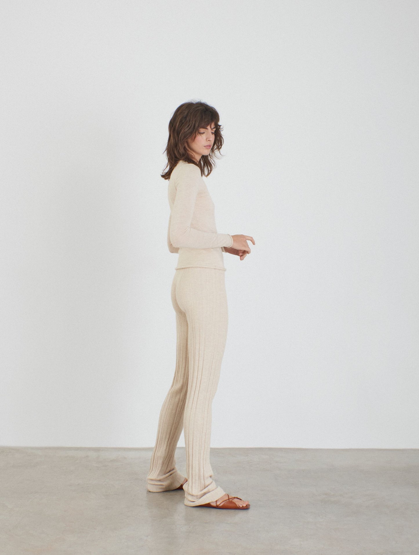 Rib Pants, Ecru, Cashmere Hose