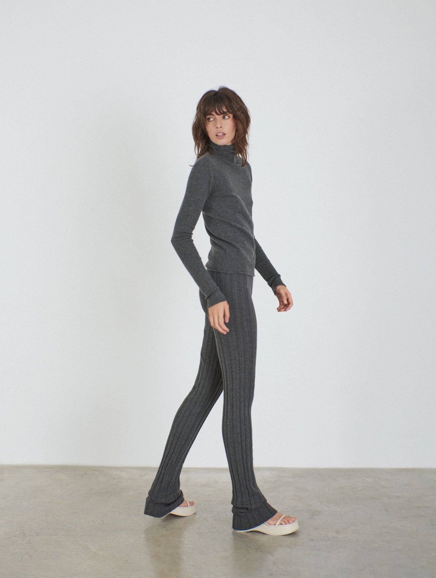 Rib Pants, Grey, Cashmere Hose