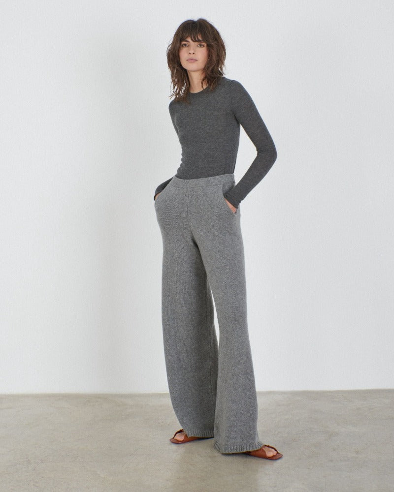 Rita, Grey, Fine Cashmere Crew Neck