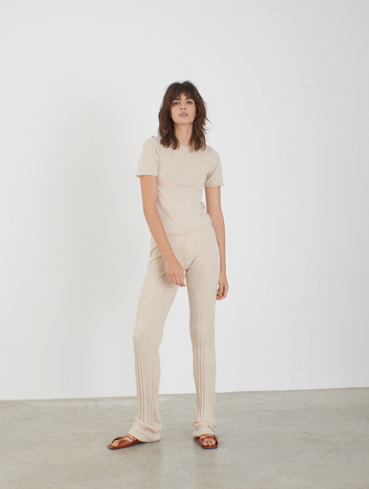 Belinda, Ecru, Fine Cashmere Tee