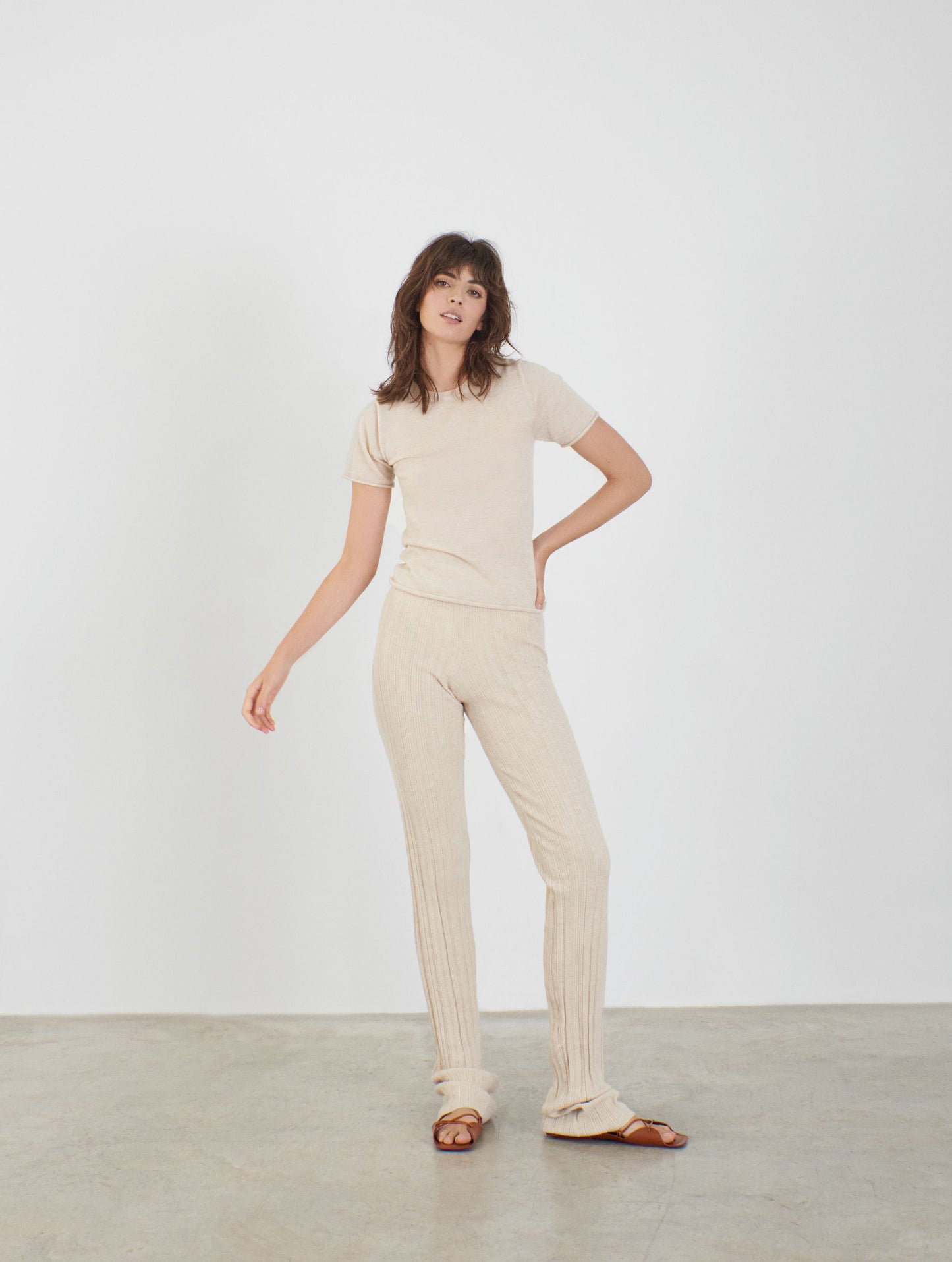 Belinda, Ecru, Fine Cashmere Tee