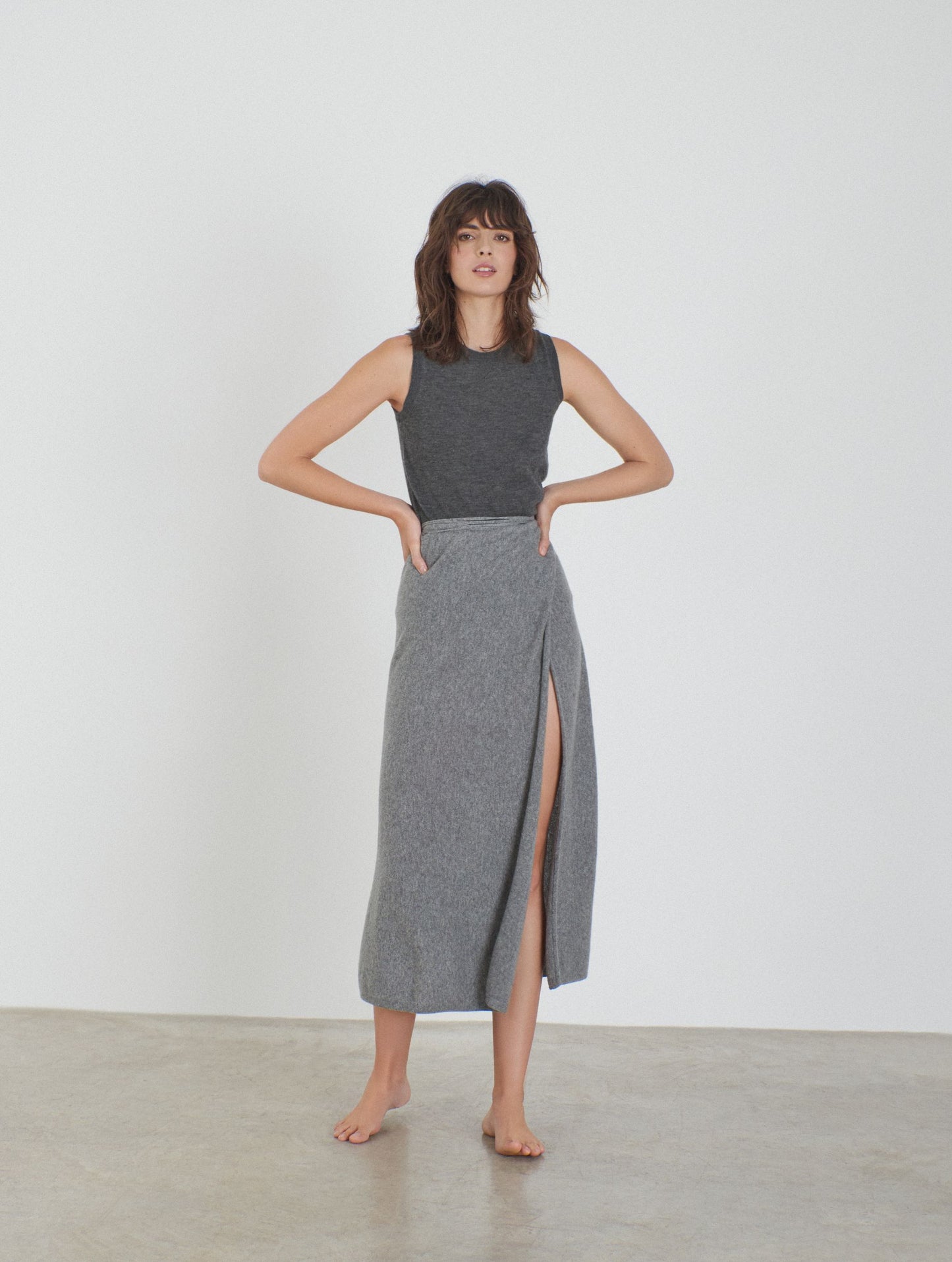 Alma, Grey, Sleeveless Top