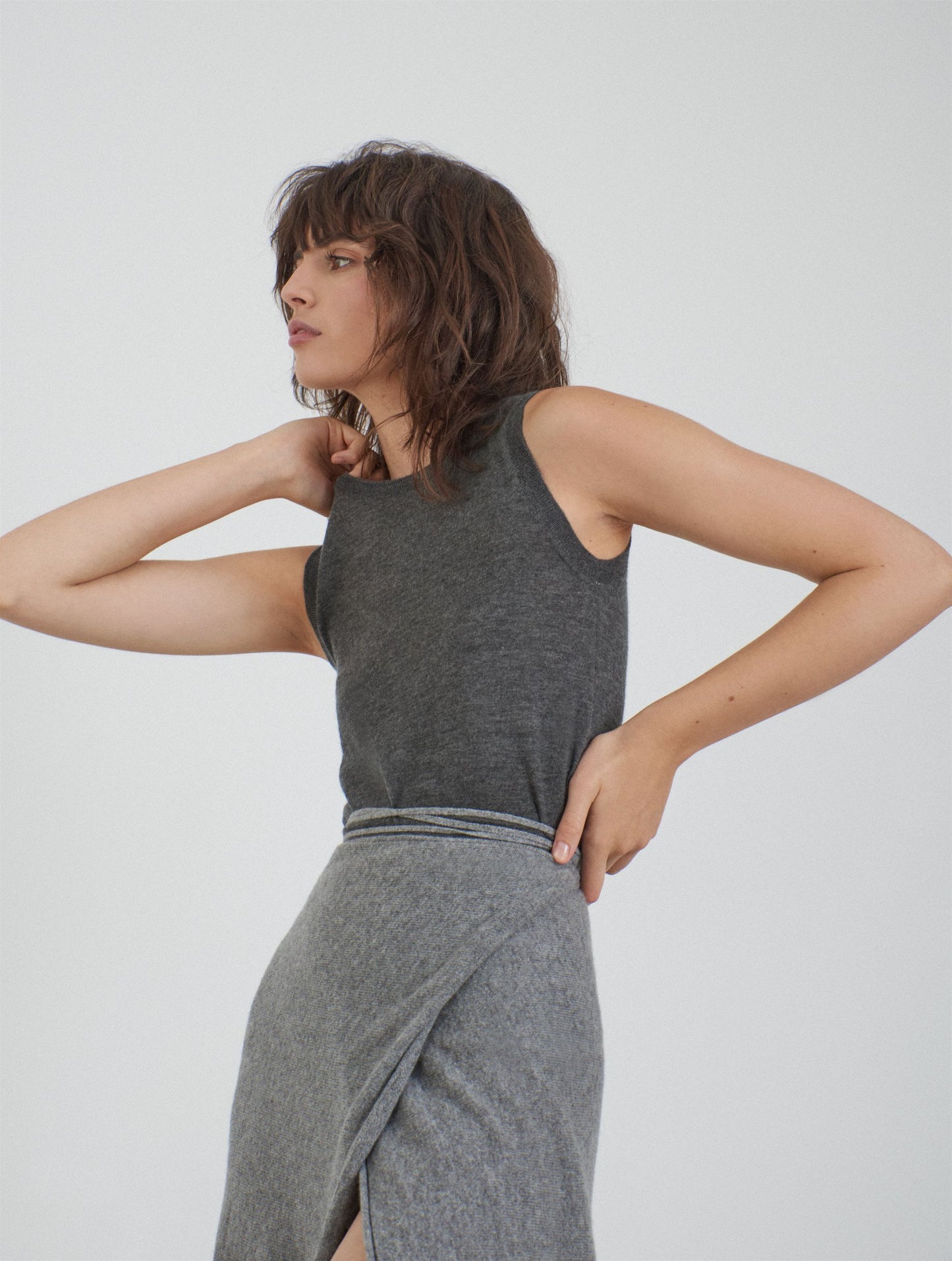 Alma, Grey, Sleeveless Top
