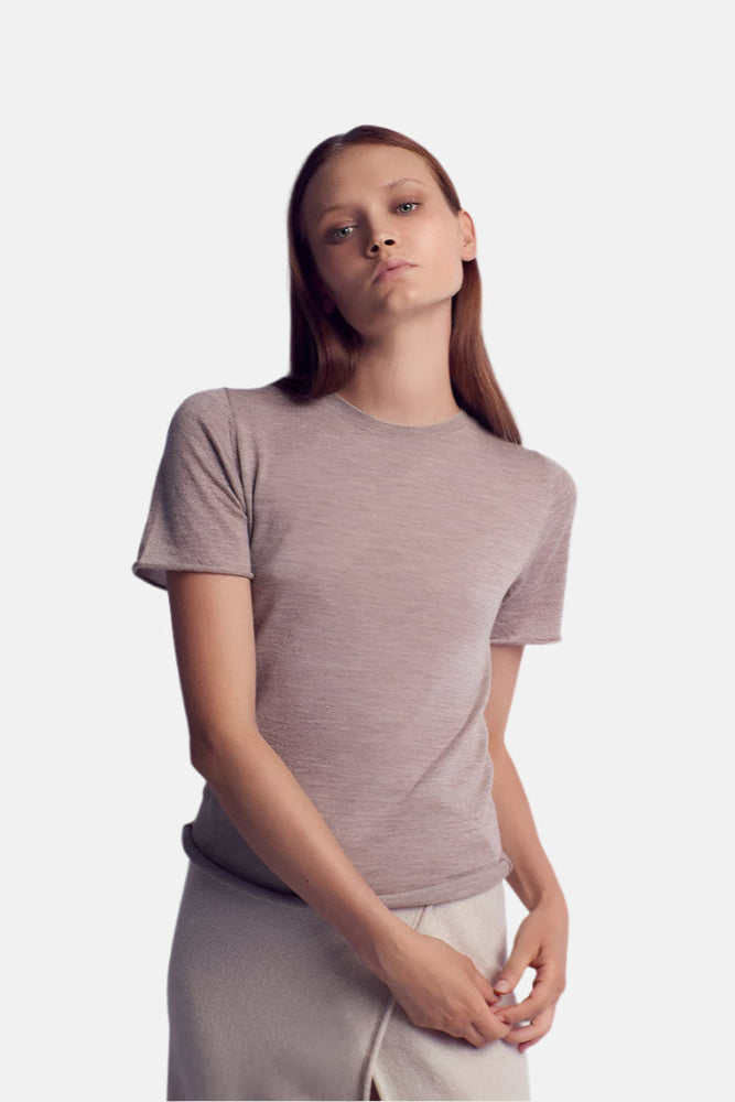 Leap Concept Belinda, Brown, Fine Cashmere Tee