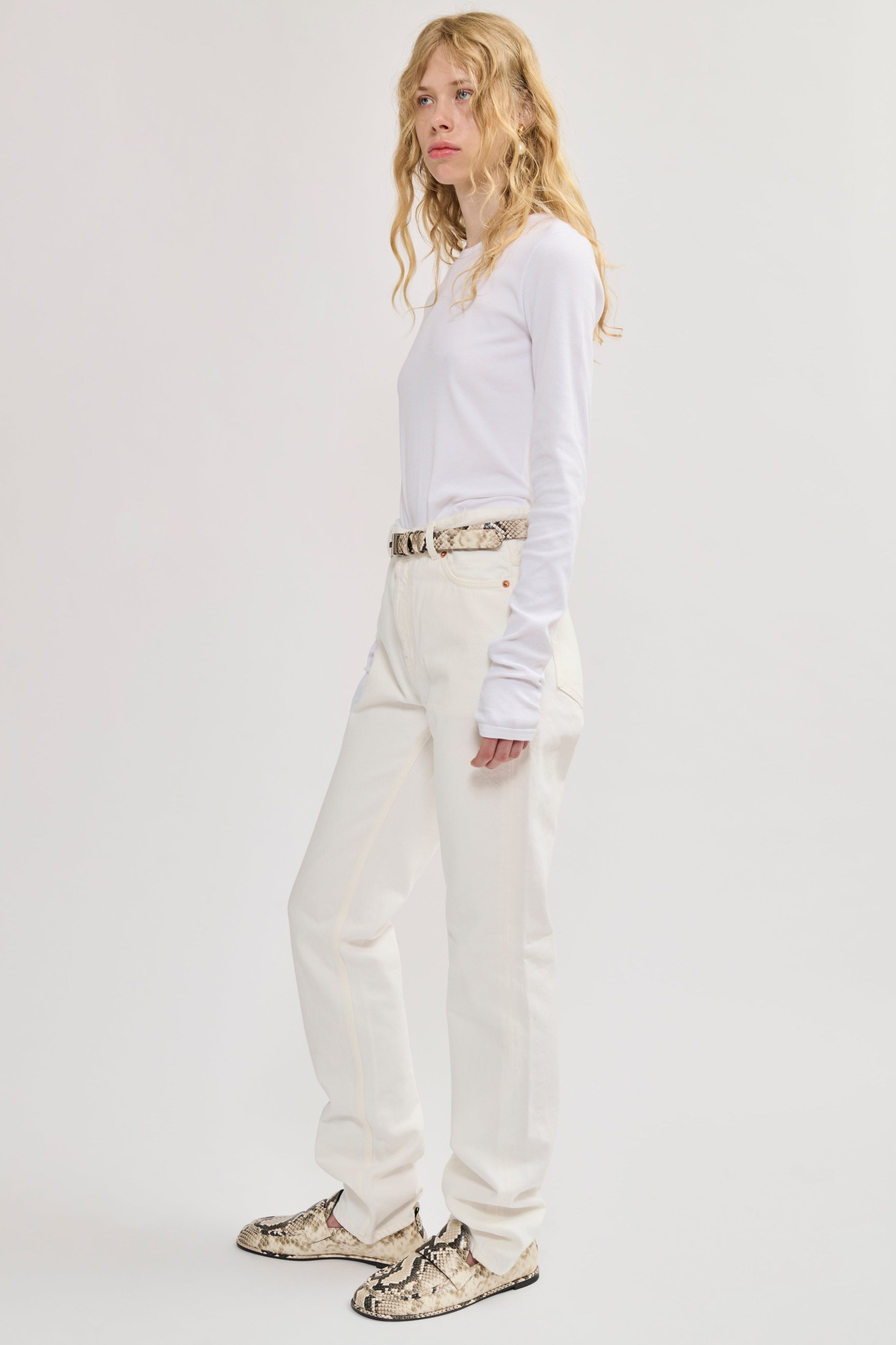 Teurn Studios Slim Fit Long, White, Jeans