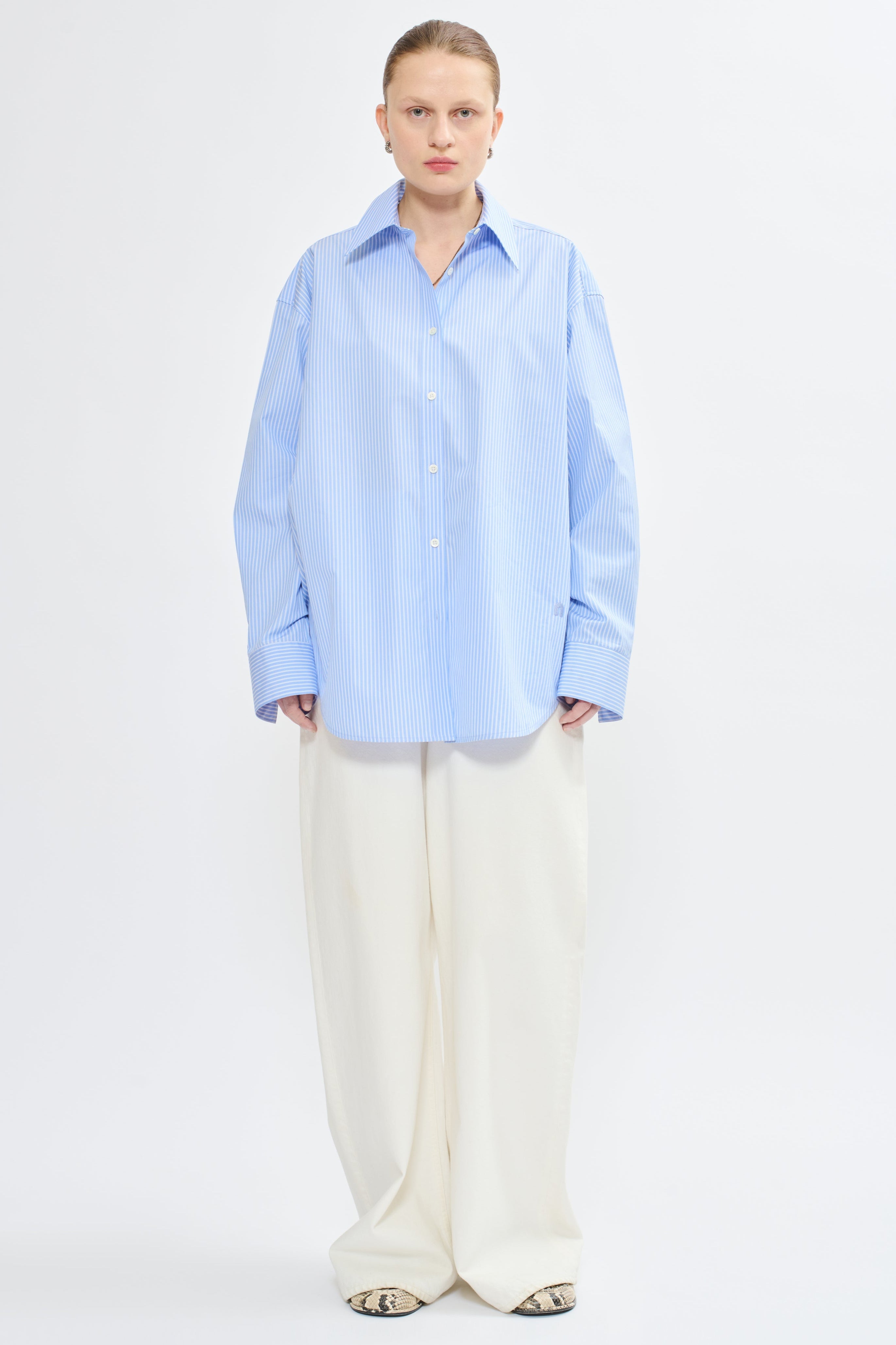 Teurn Studios Relaxed Pinestripe, Blue/White, Hemd