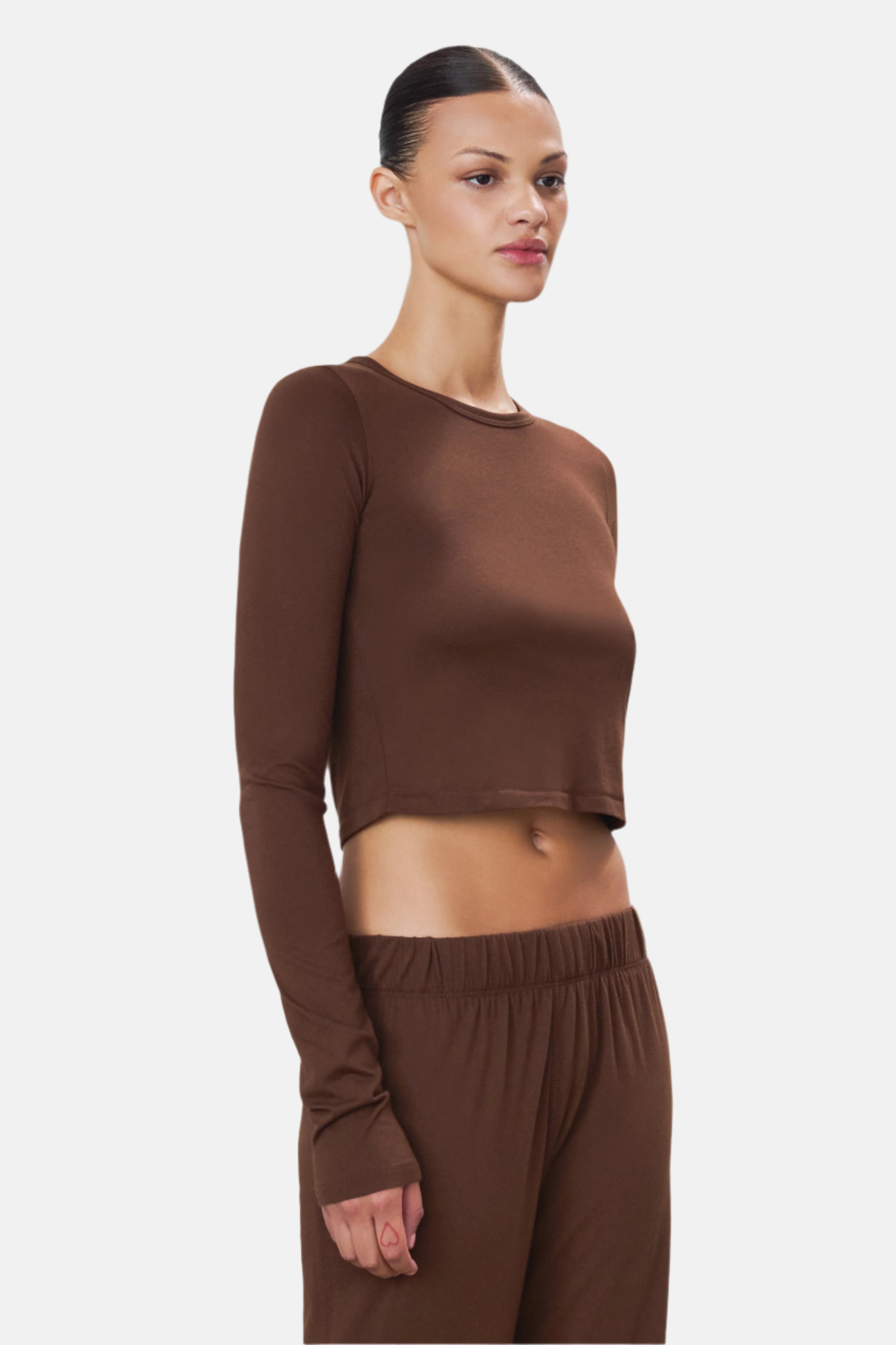 Éterne Fitted Crewneck Short Sleeve, Chocolate, T-Shirt