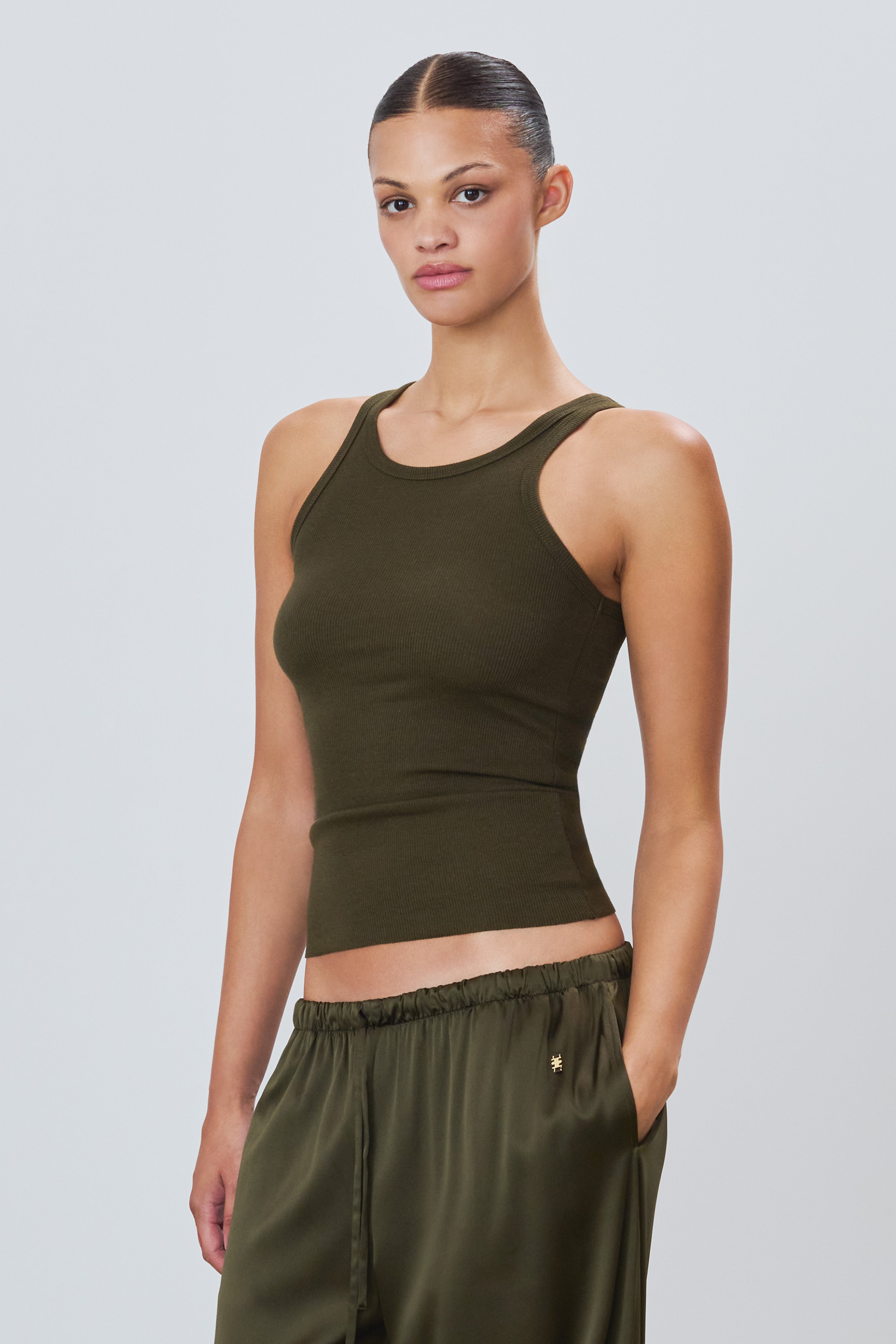 Éterne High Neck Fitted, Moss Mos, Tanktop