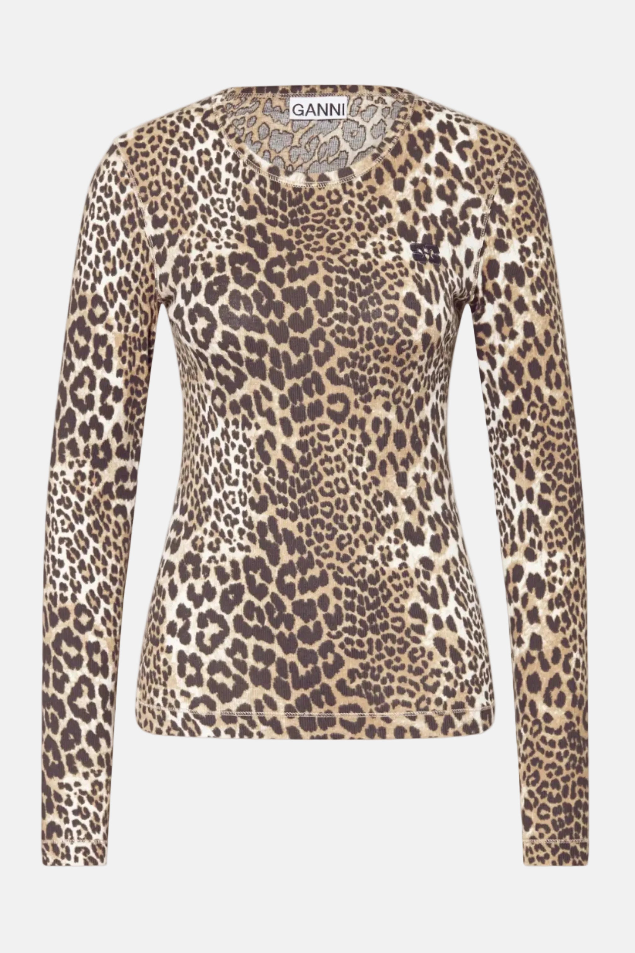 GANNI Soft Cotton Rib Leo, Almond Milk, Longsleeve