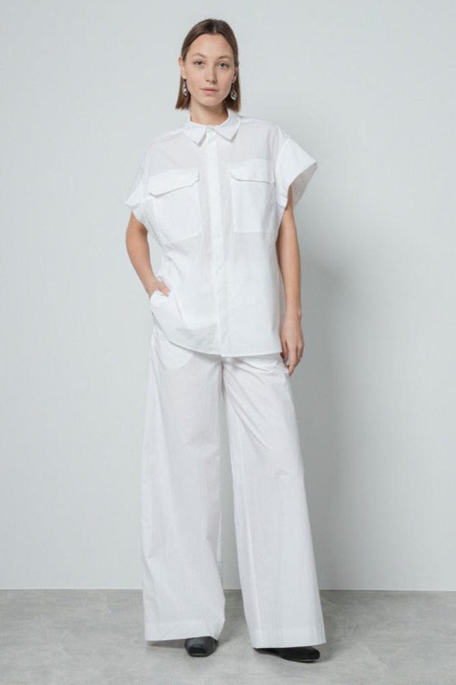 Gauchere Wide Leg Trackpants, White, Hose