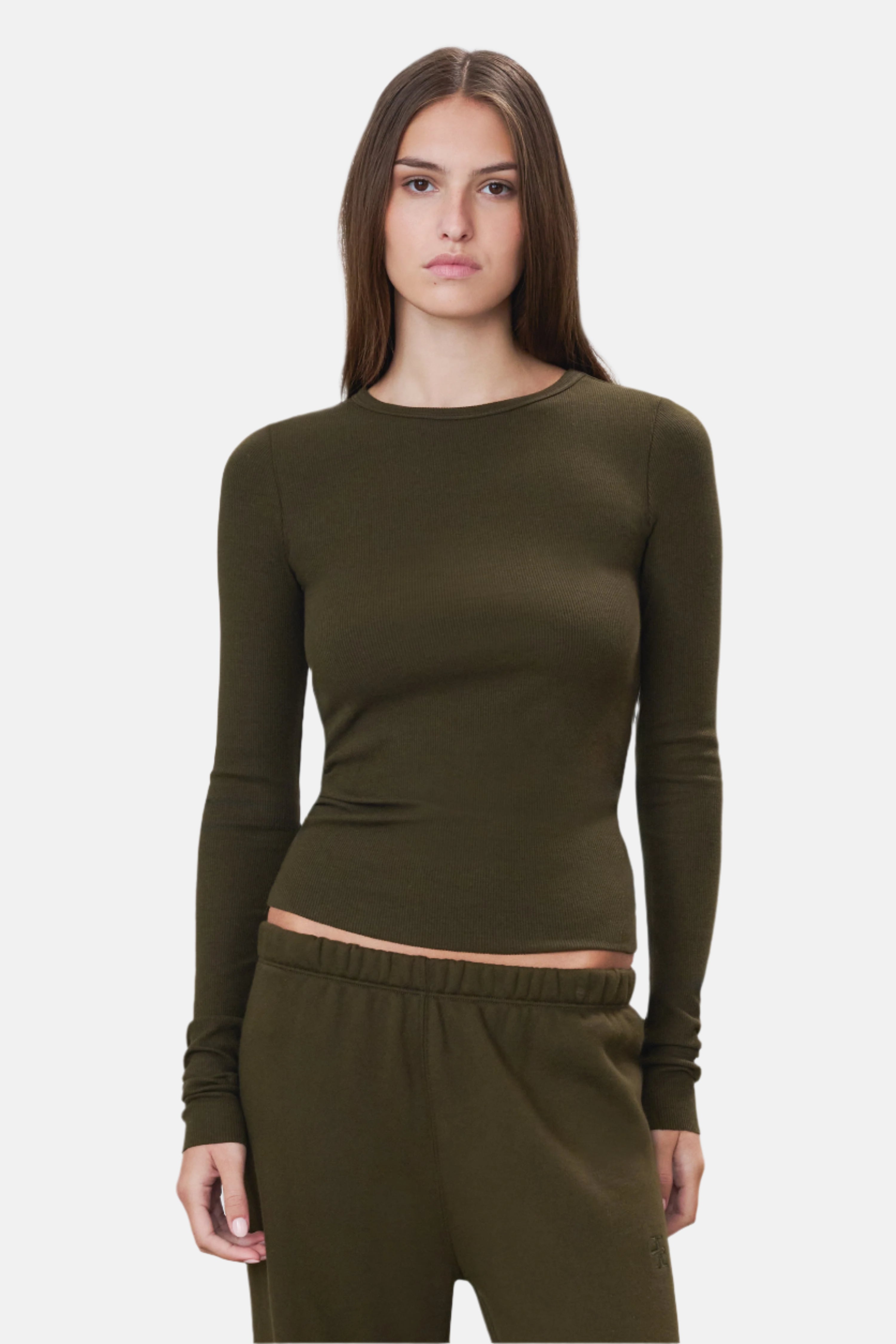 Éterne Long Sleeve Fitted, Moss Mos, Top