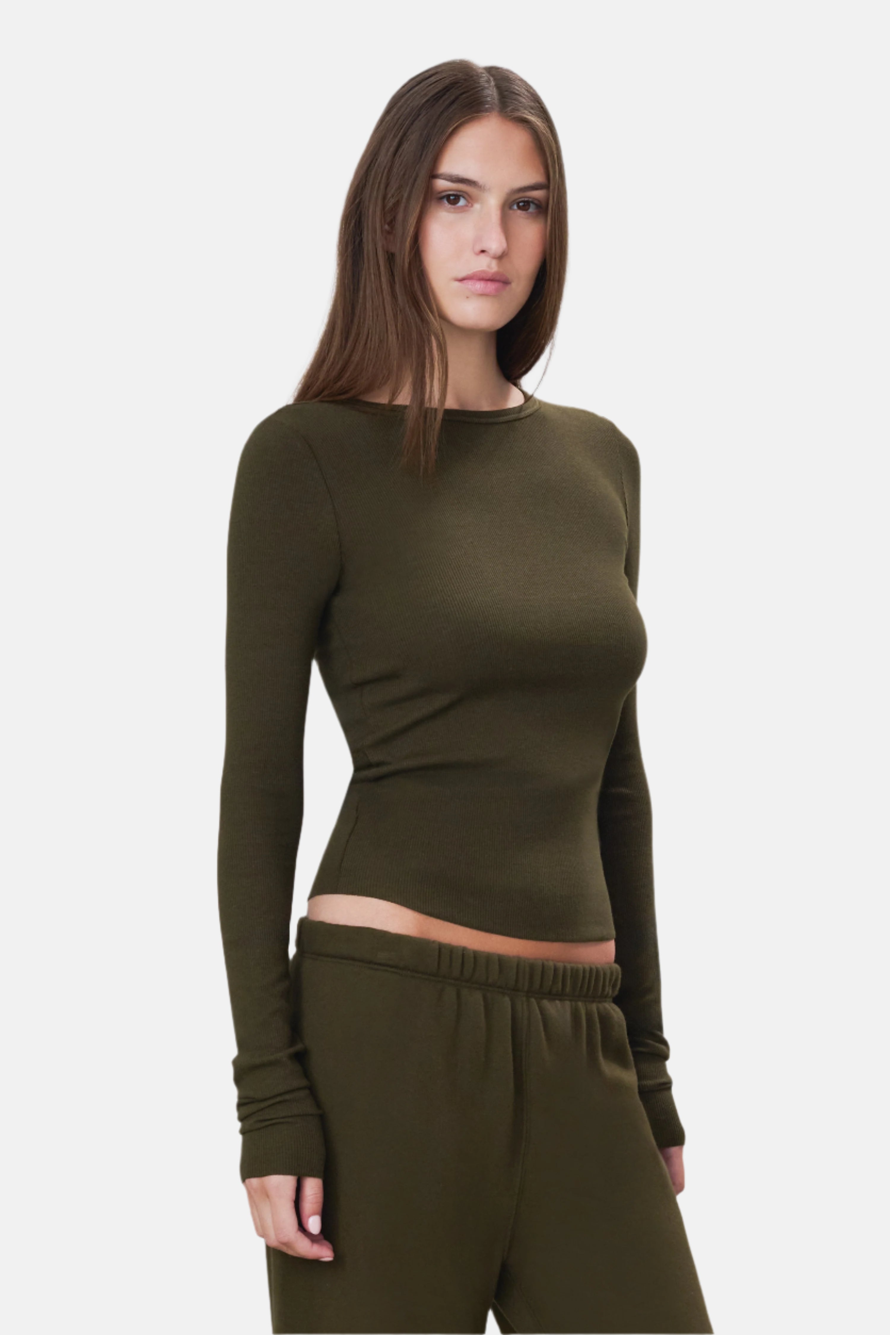 Éterne Long Sleeve Fitted, Moss Mos, Top