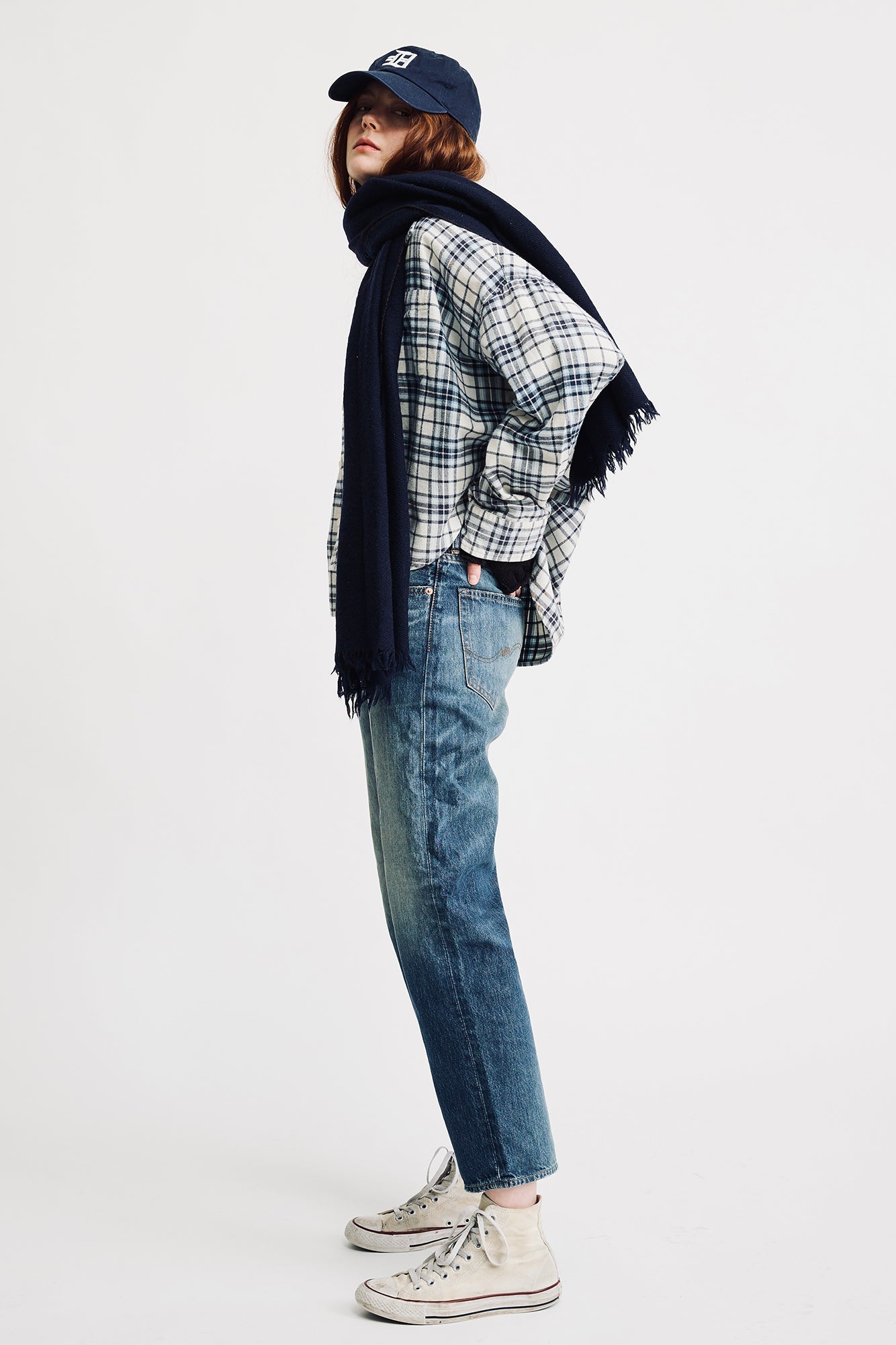 Denimist Cropped Button, Ecru/Blue, Hemd