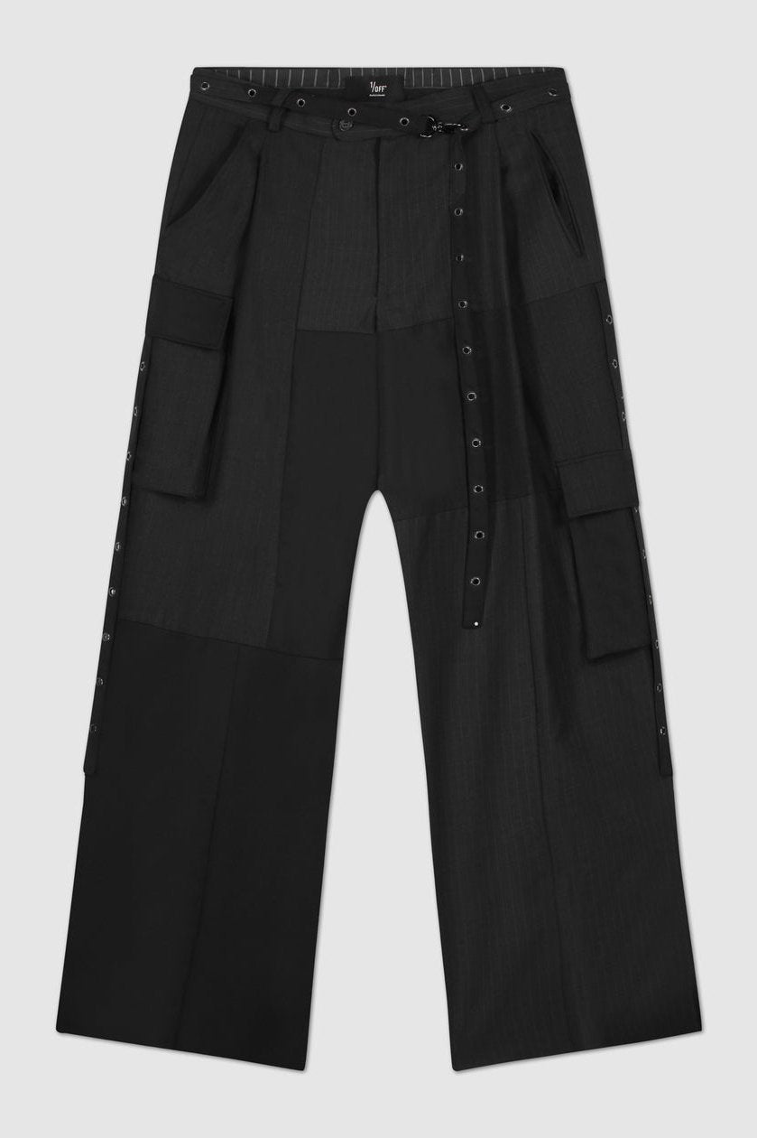 1/OFF Pantalons Patchwork, Schwarz/Grau, Hose