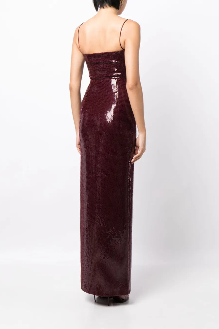 Galvan London Stargaze, Bordeaux, Kleid