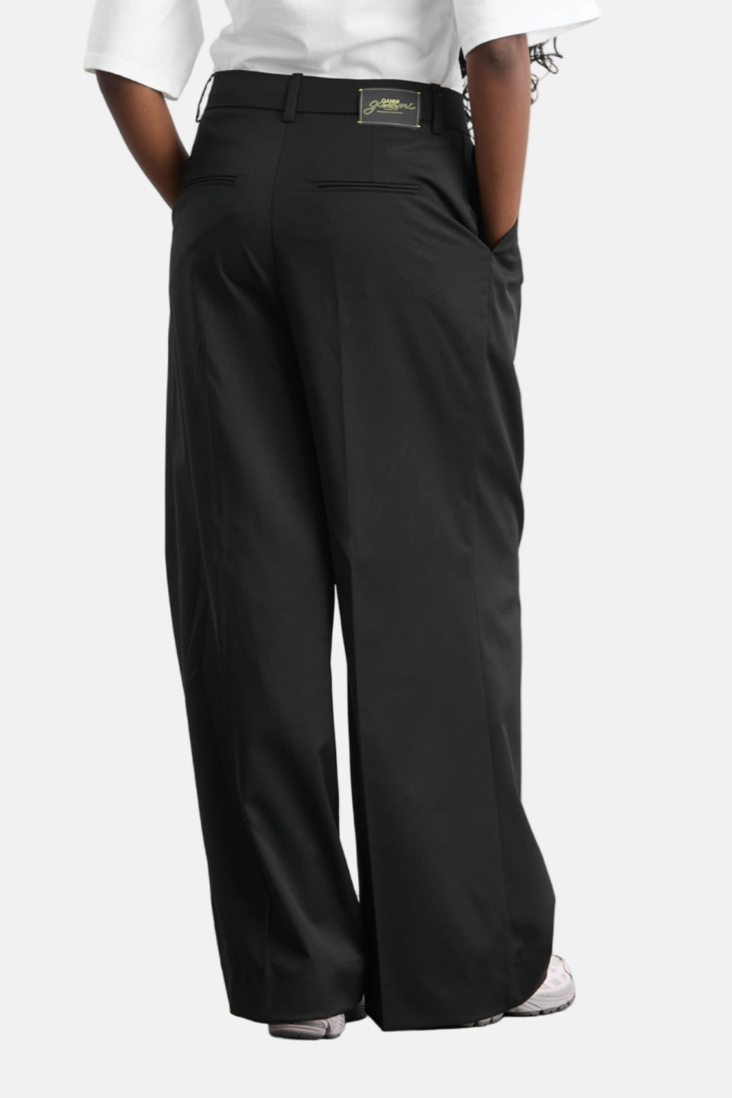 GANNI Calendered Wool, Black, Hose