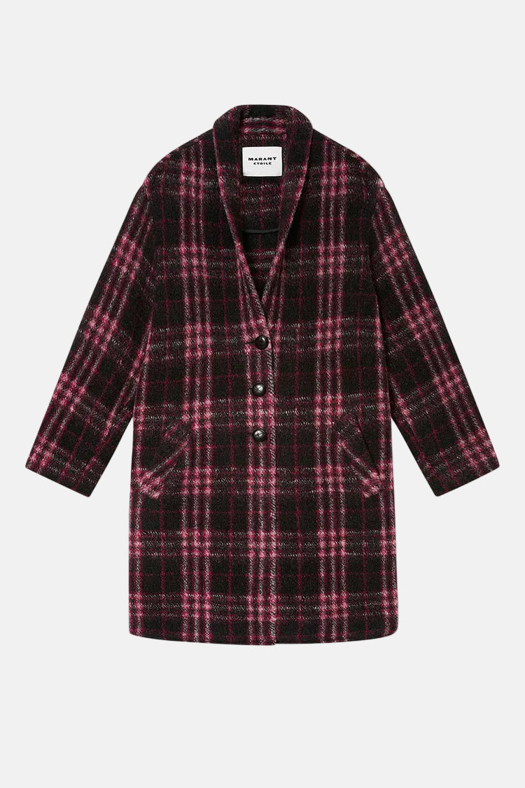Marant Étoile Gabriel Mantel in Black/Fuchsia mit kontrastierenden Farbakzenten.
