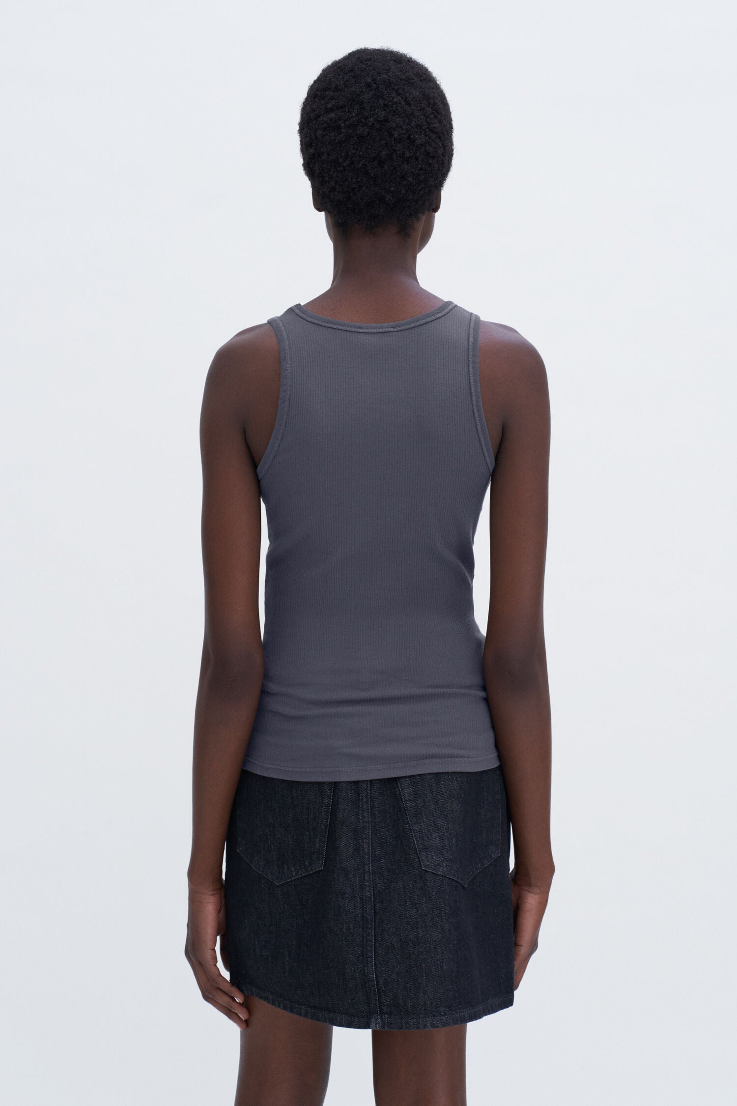 Filippa K Fine Rib, Charcoal, Tanktop