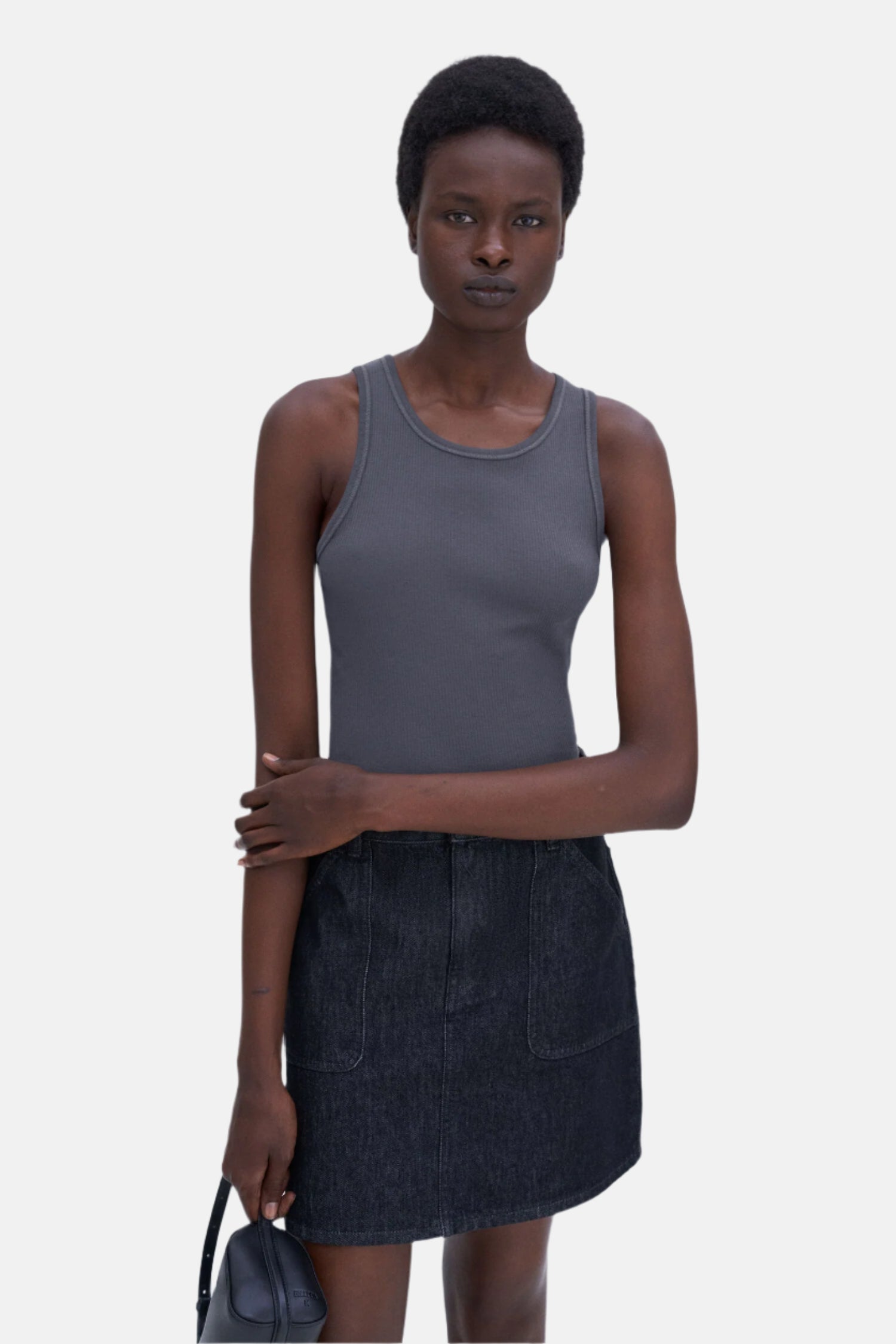 Filippa K Fine Rib, Charcoal, Tanktop