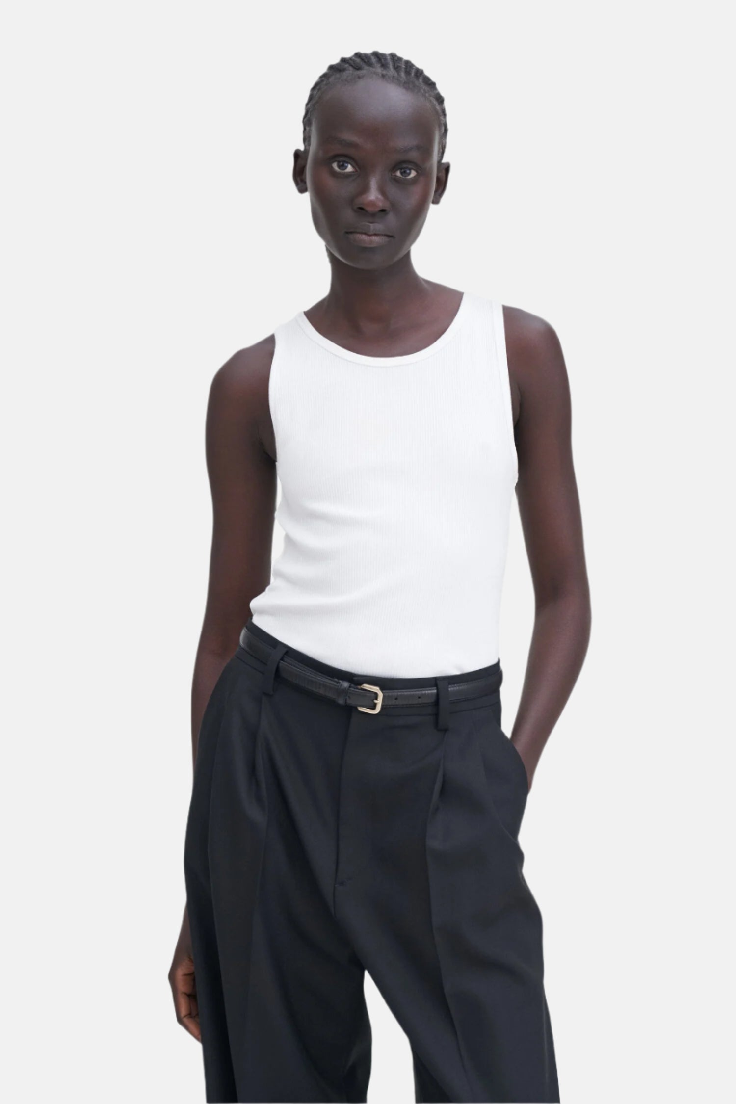 Filippa K Fine Rib, White, Tanktop