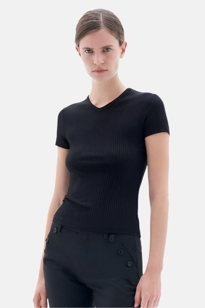 Filippa K. High V-Neck Tee, Black, T-Shirt