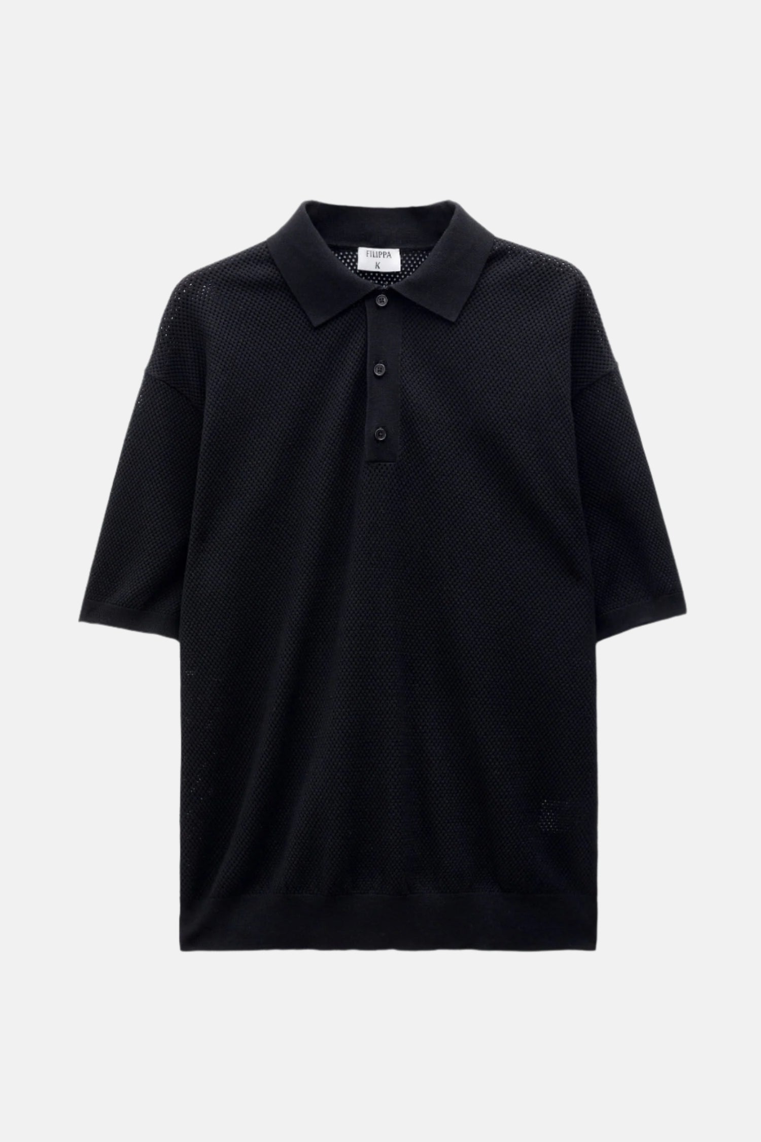 Filippa K Mesh Polo, Black, Polo Shirt