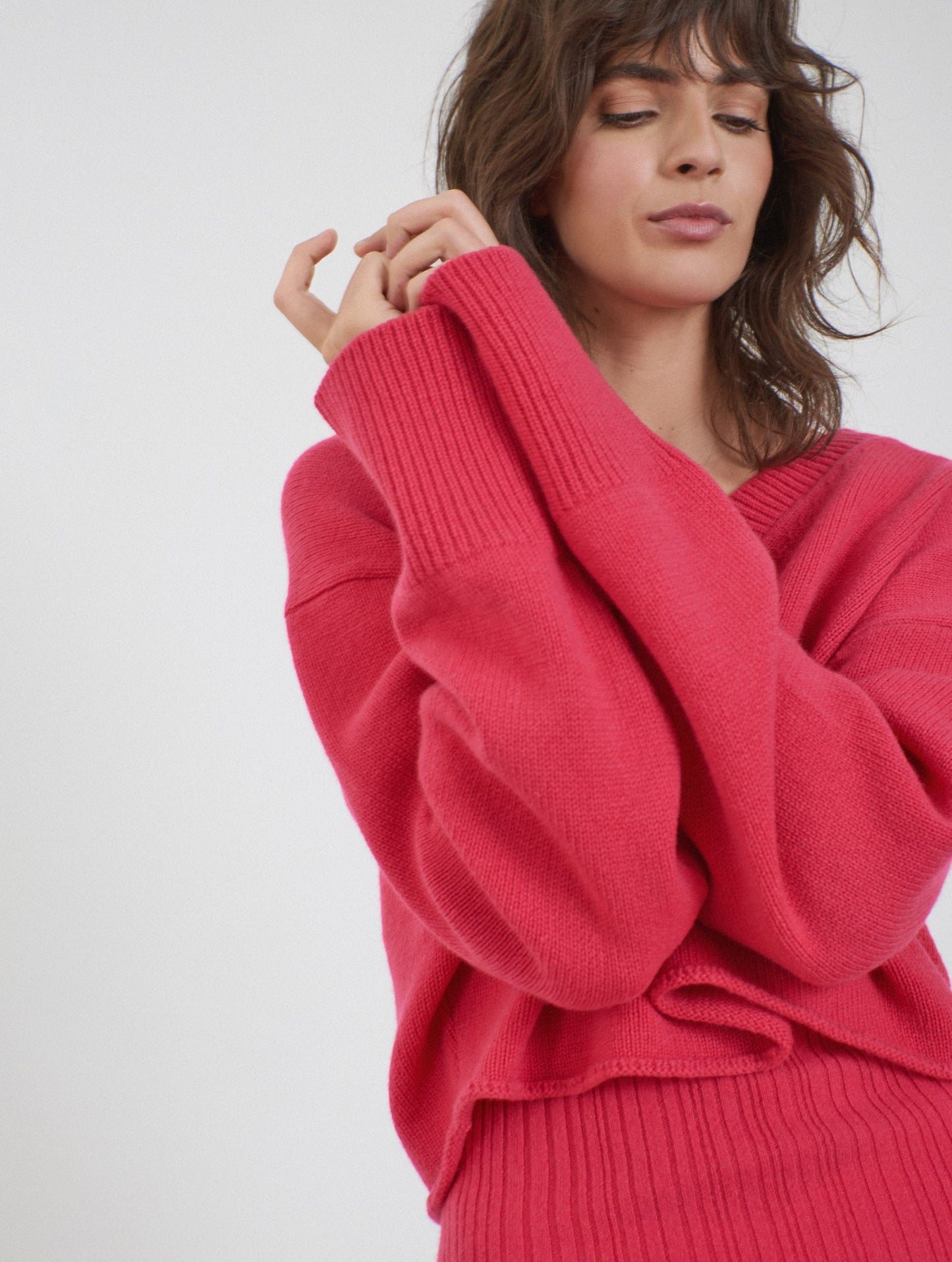 Lis, Pink, Cashmere Cropped V-Neck