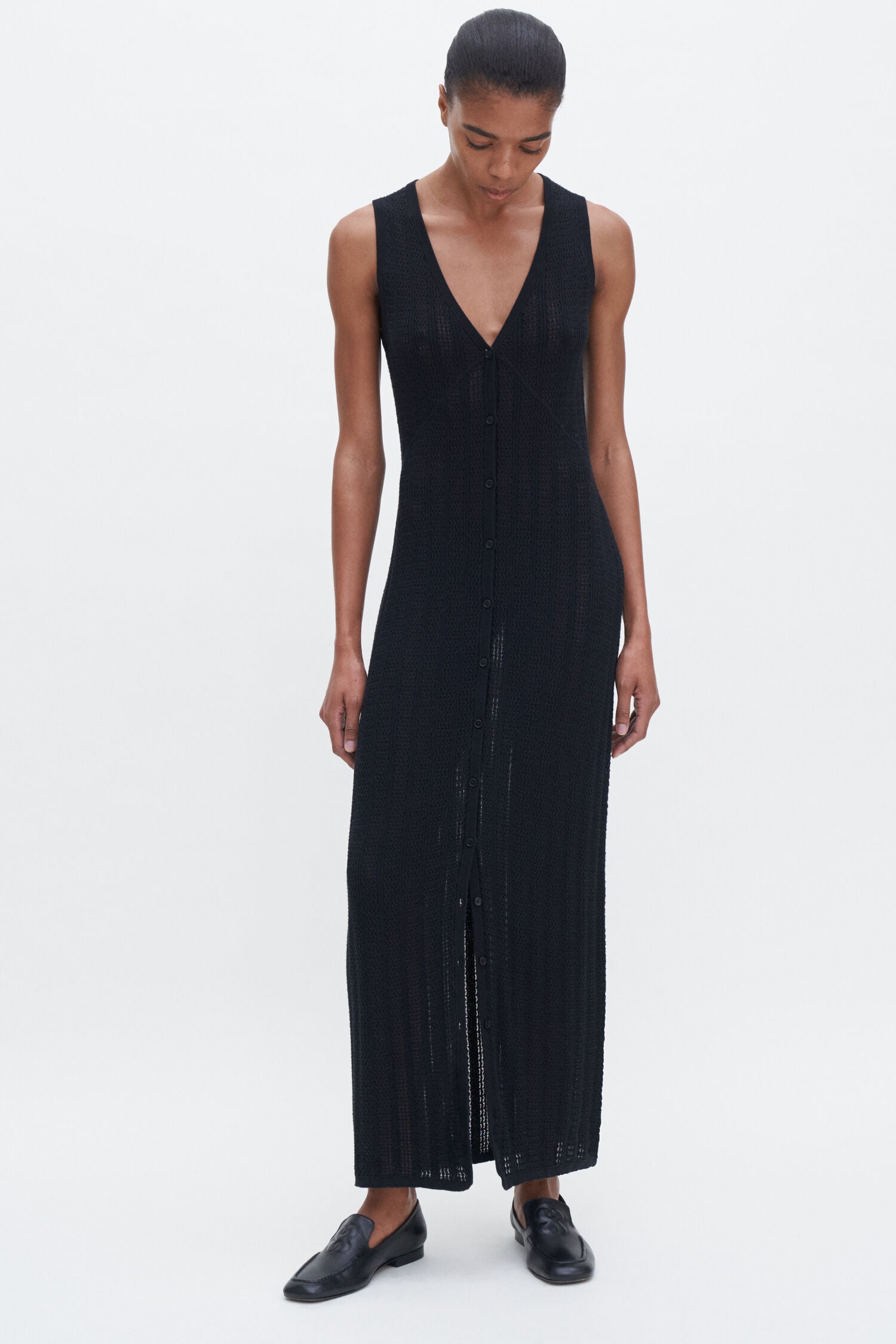 Filippa K Buttoned Lace, Black, Kleid