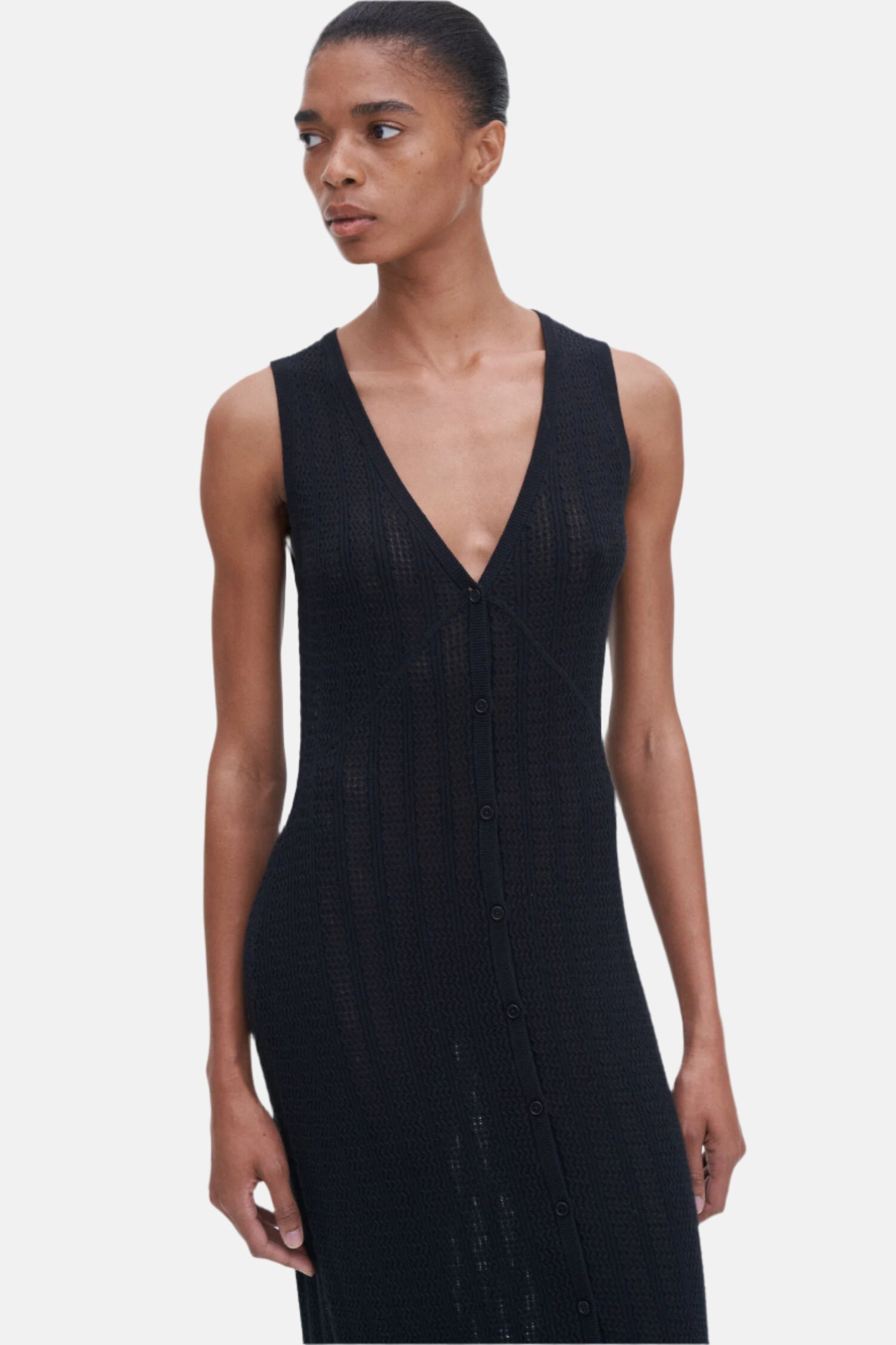 Filippa K Buttoned Lace, Black, Kleid
