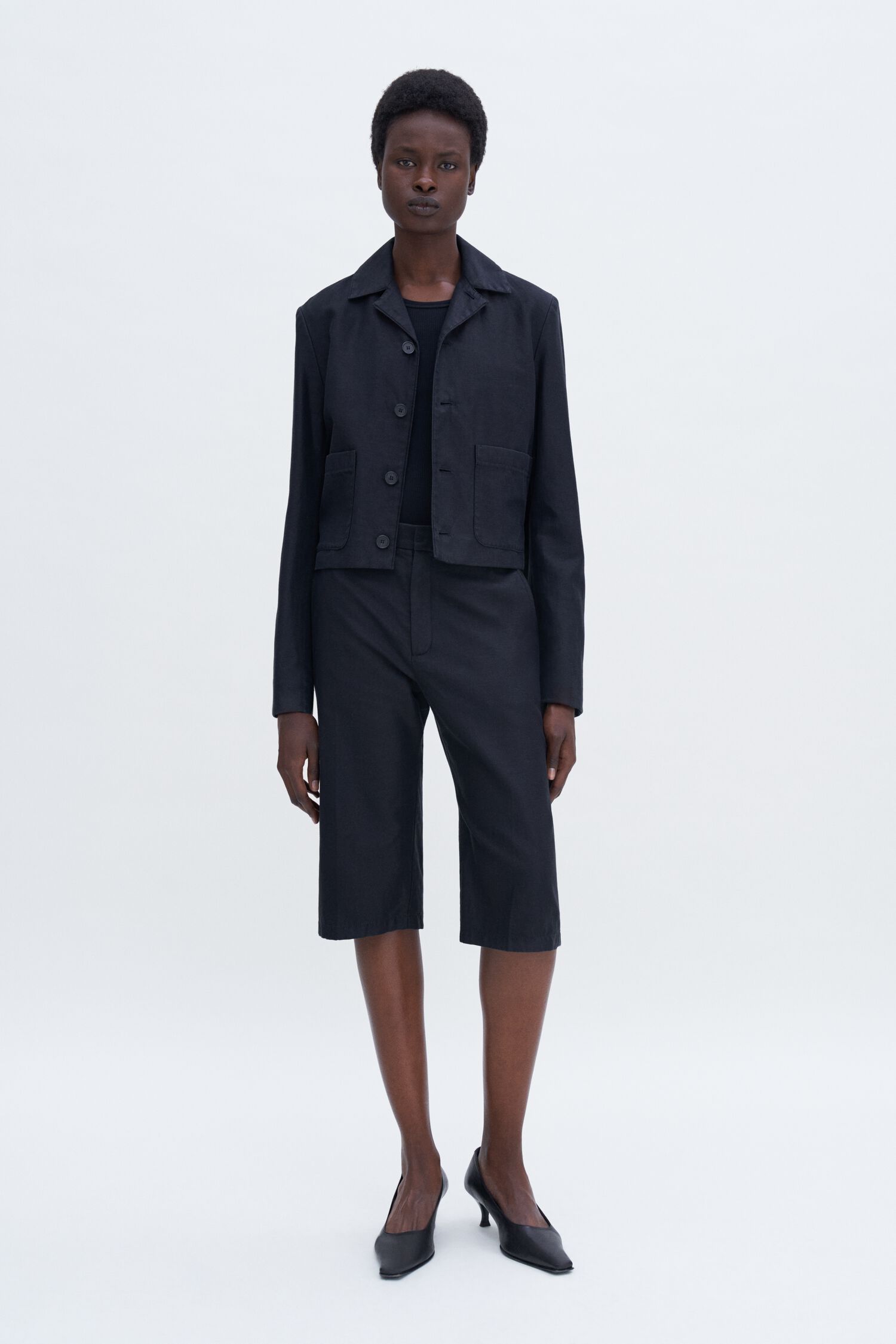 Filippa K Straight Linen, Black, Shorts