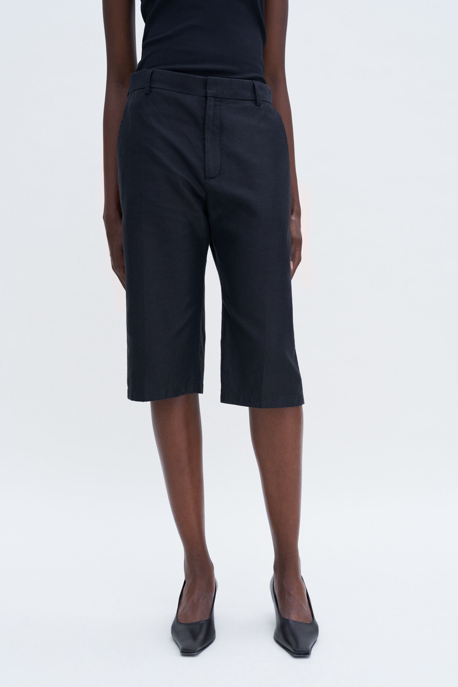 Filippa K Straight Linen, Black, Shorts