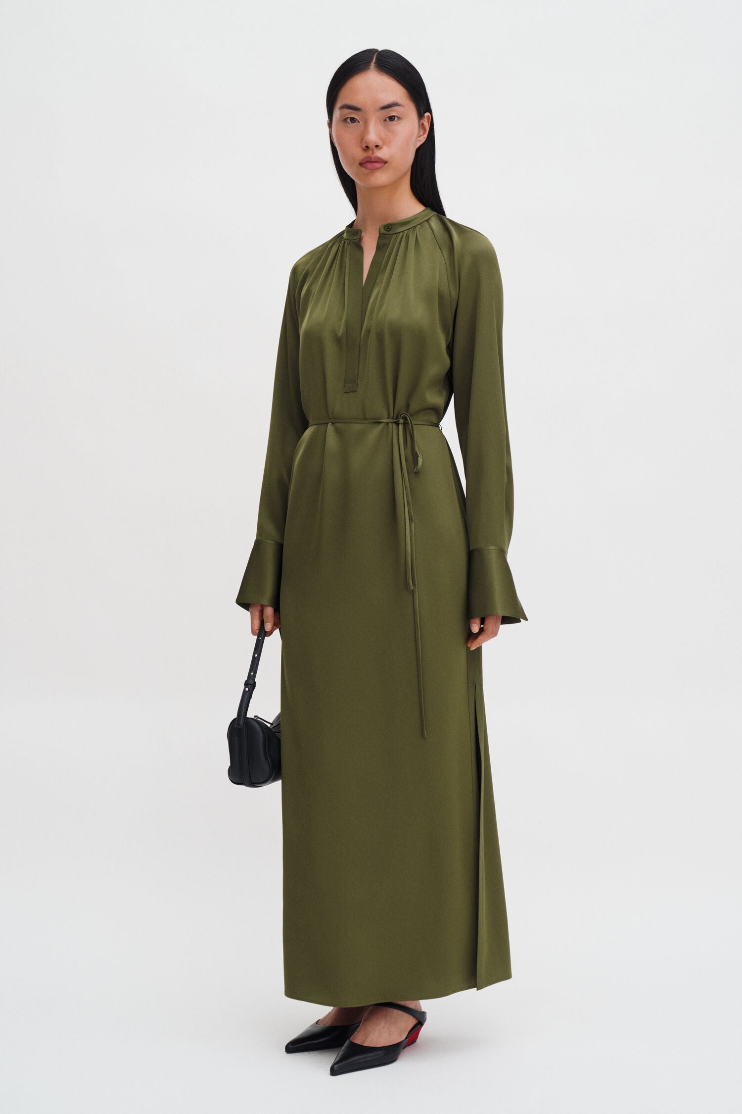 Filippa K, Gathered Reglan Dress, Laurel Green, Kleid