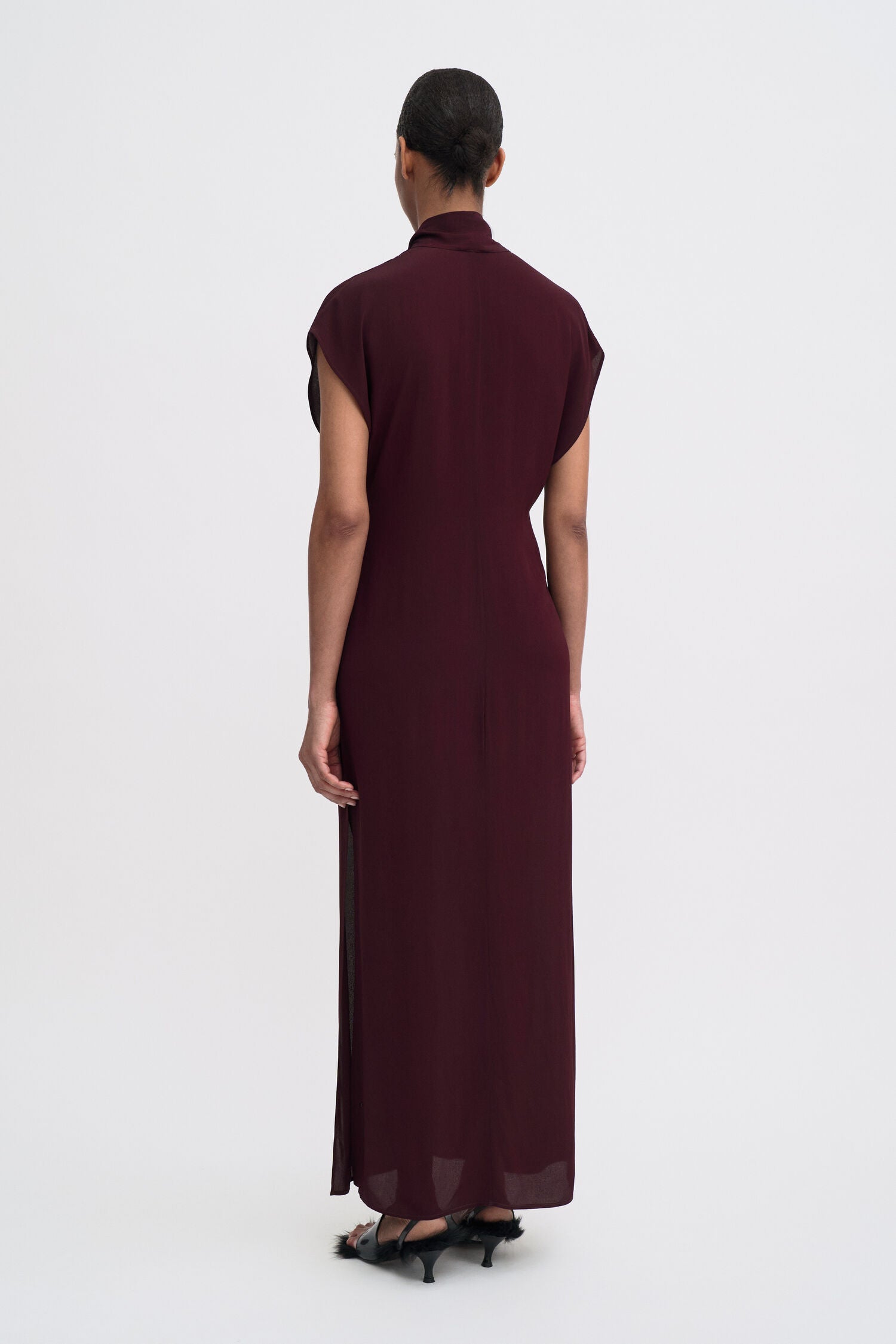 Filippa K, Burgundy, Long Tie-neck Dress