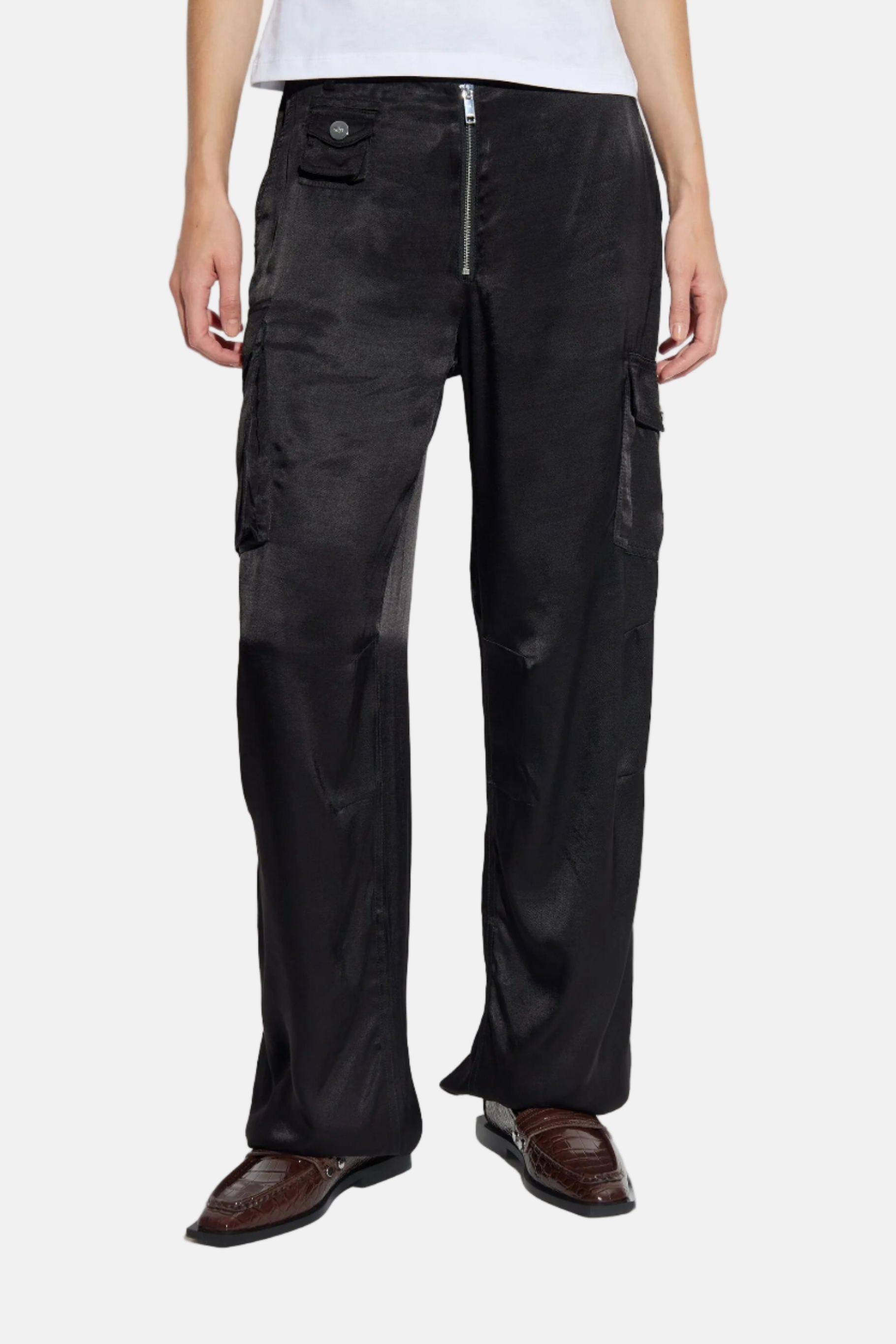 GANNI Washed Satin, Black, Hose