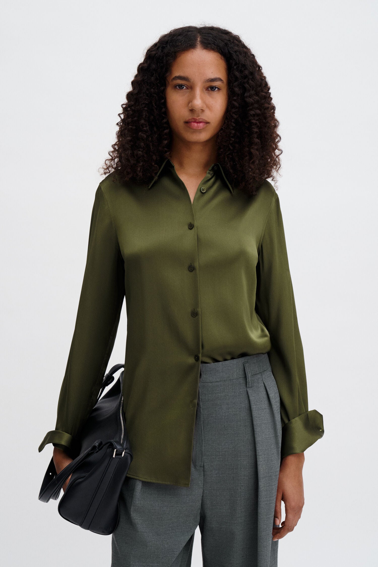 Filippa K, Silk Shirt, Laurel Green, Hemd