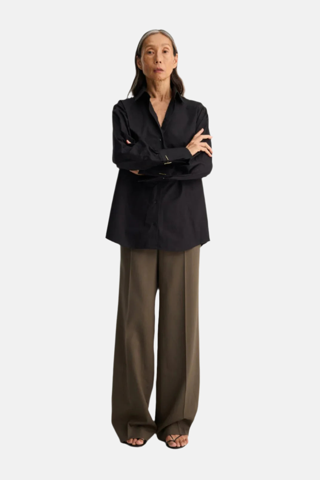Shirt with double cuff, black, blouse