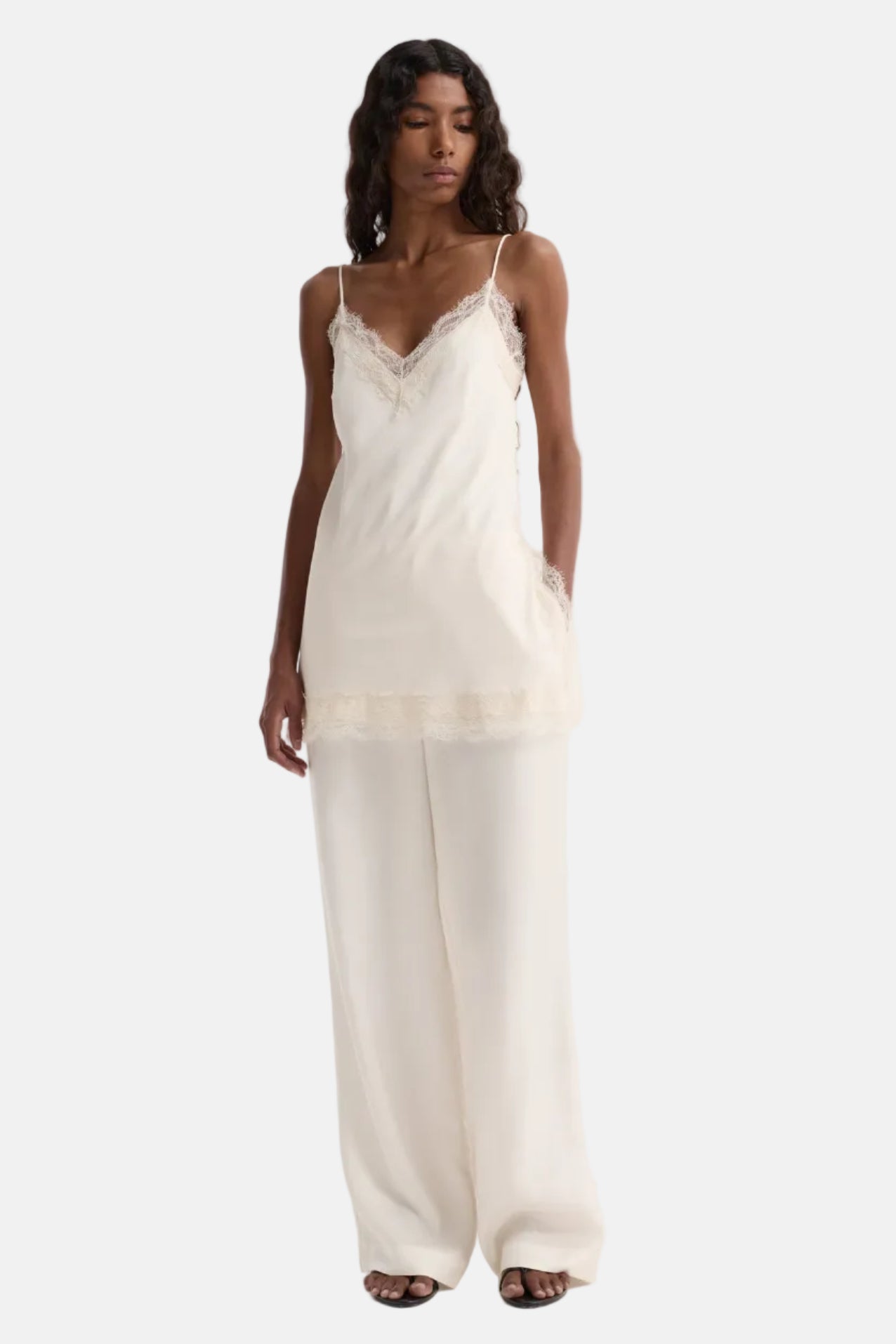 Róhe Lace Camisole, Off White, Top