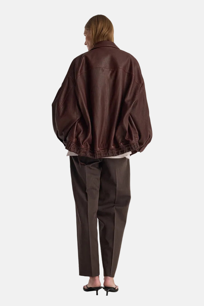 Róhe Grain Leather Aviator Jacke in Chestnut, Ansicht 6