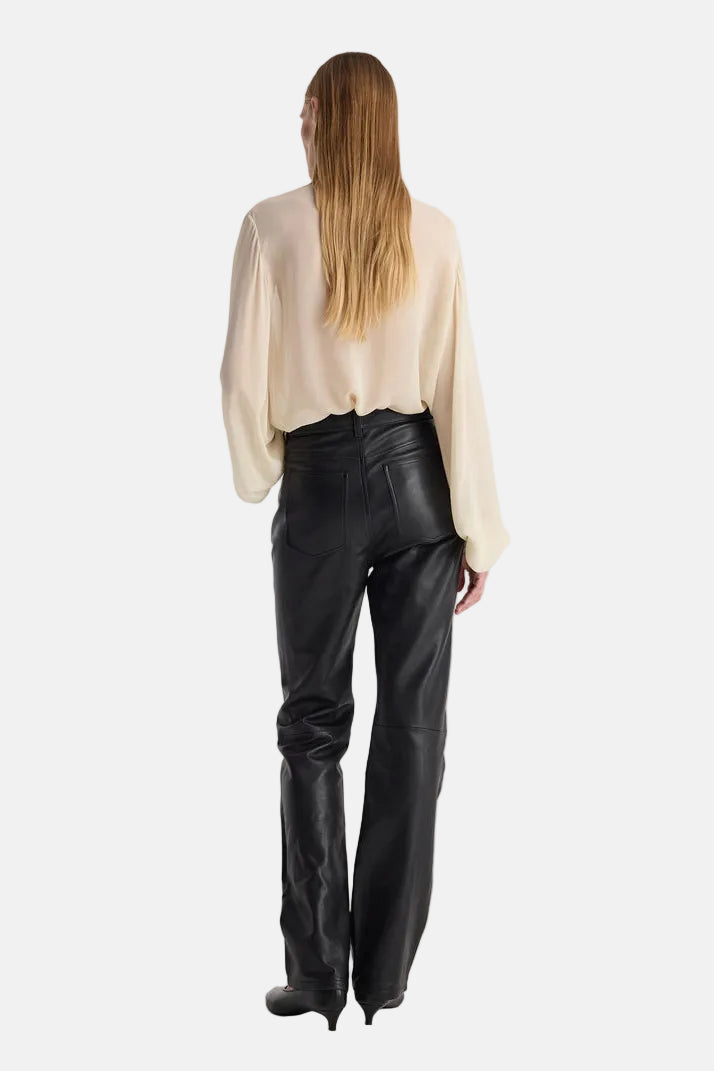 Róhe Pleated Silk Sheer Bluse in Cream, Ansicht 6