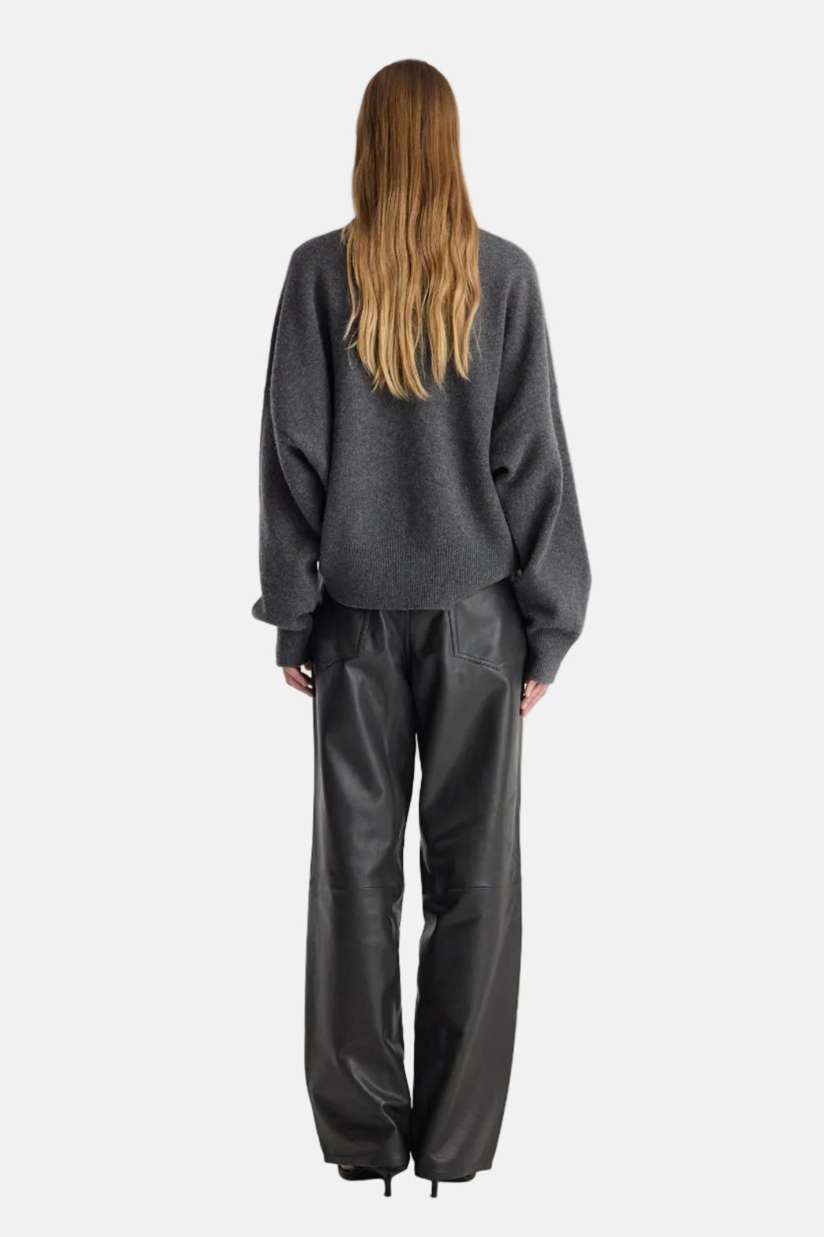 Róhe Bruun Leather Baggy Hose in Anthracite, Ansicht 5