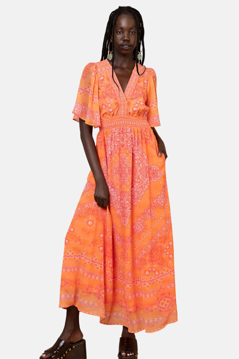 Hale Bob Alitzel Chiffon, Orange, Maxikleid