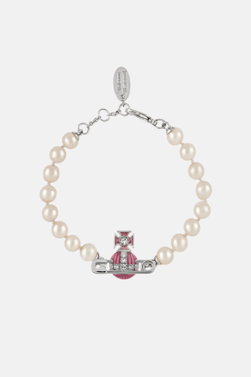 Vivienne Westwood Kitty, White Crystal/Light Rose, Platinum Perlen-Armband