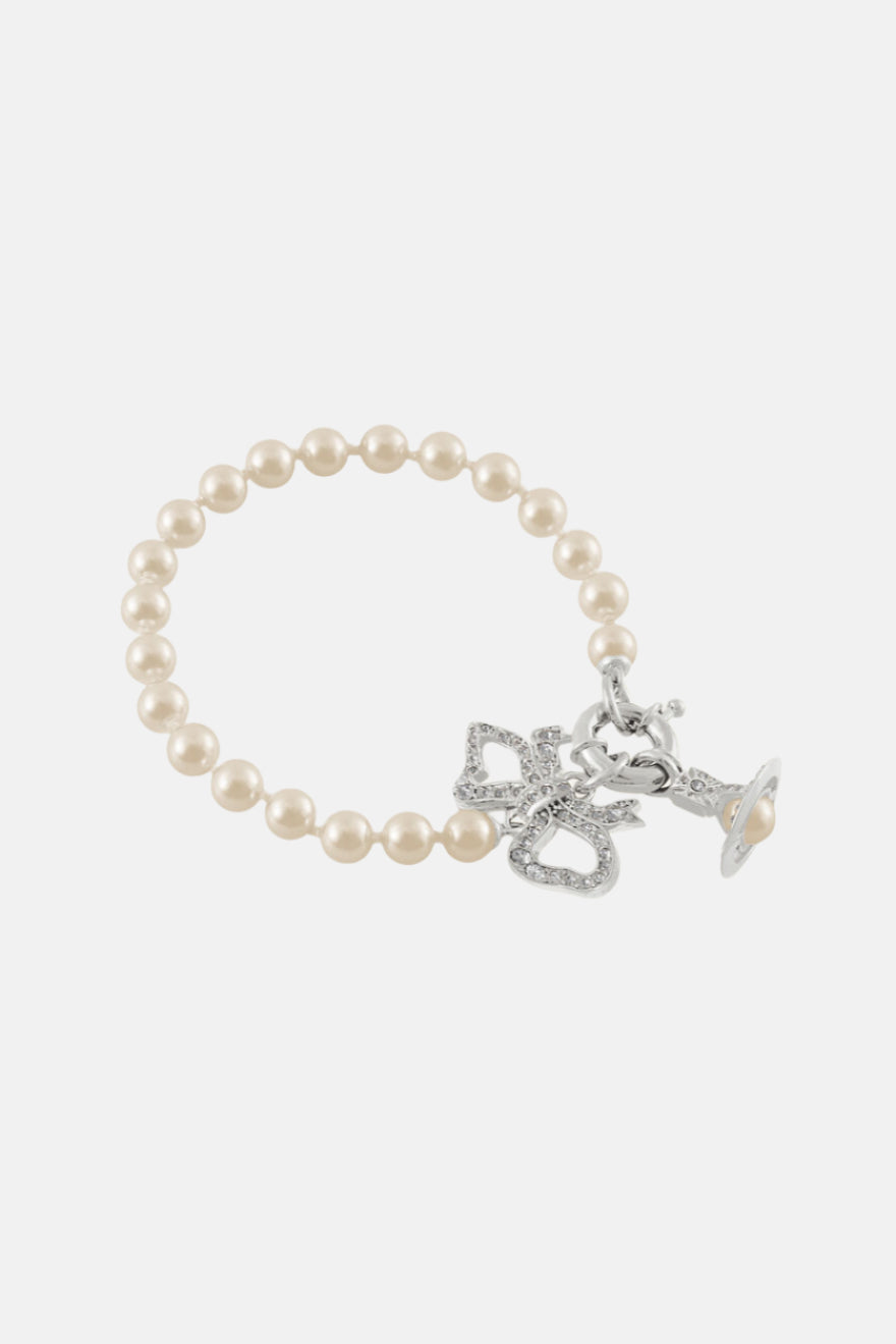 Vivienne Westwood Rigoberta, Crystal Velvet, Platinum Perlen-Armband