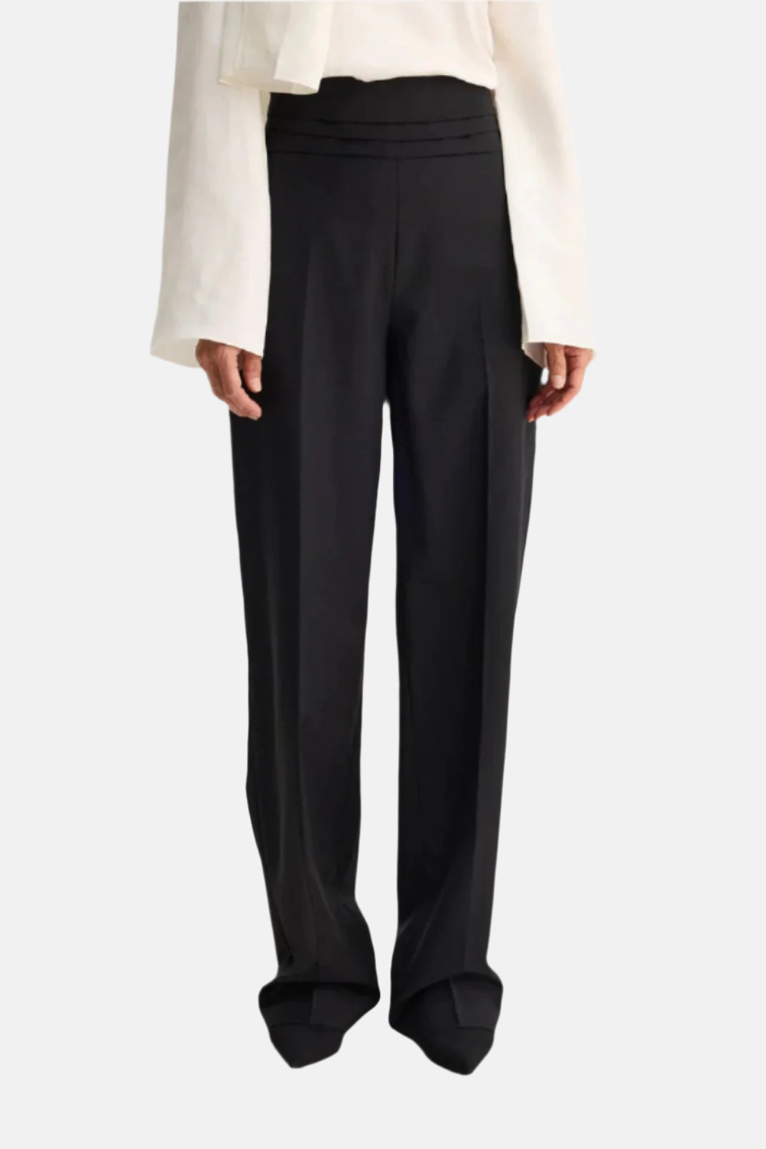 High-waist cumberband, black, trousers