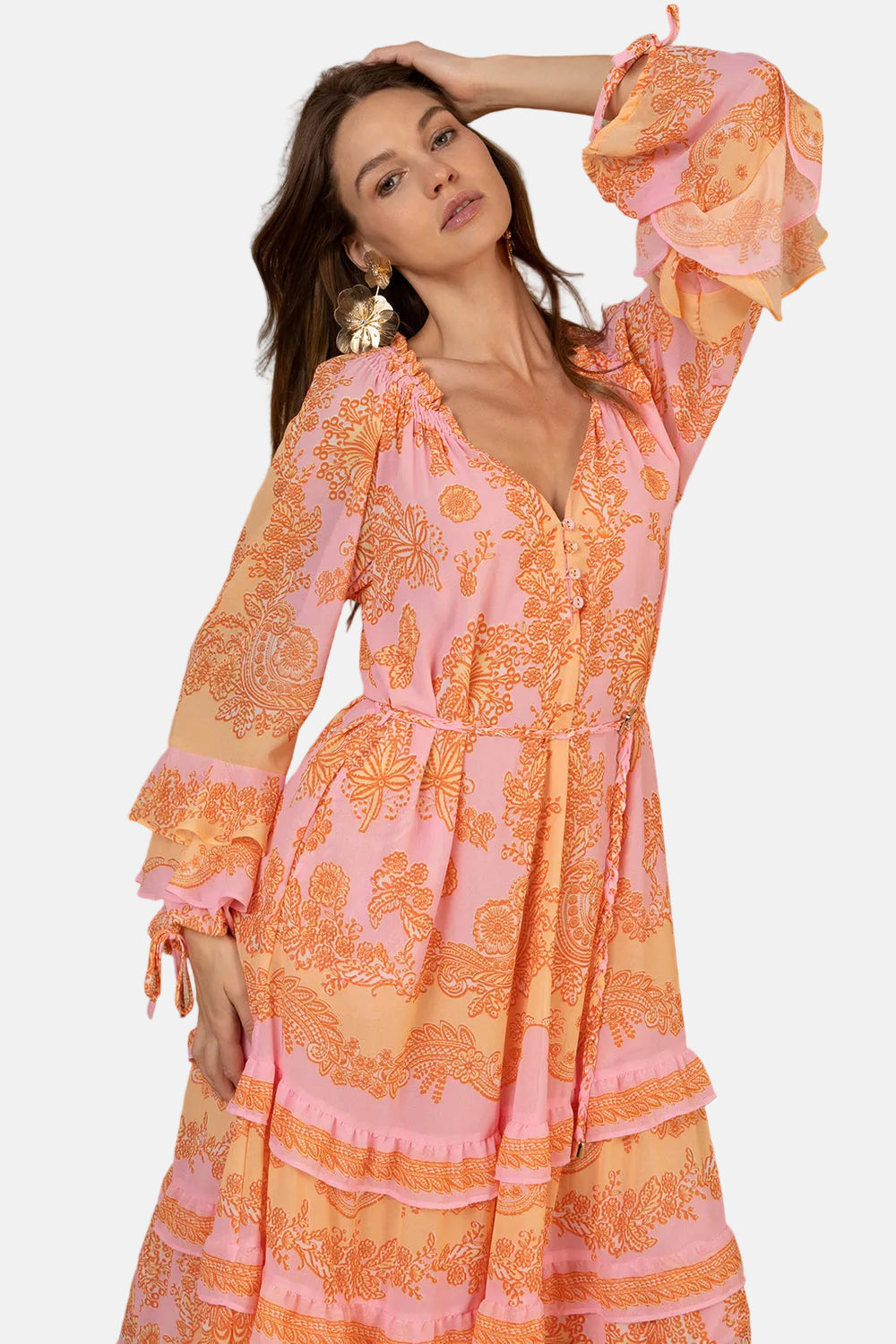 Hale Bob Elisabeth Chiffon, Pink, Maxikleid