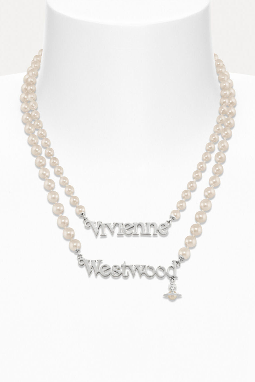 Vivienne Westwood Amelia, Cream Pearl, Platinum Halskette