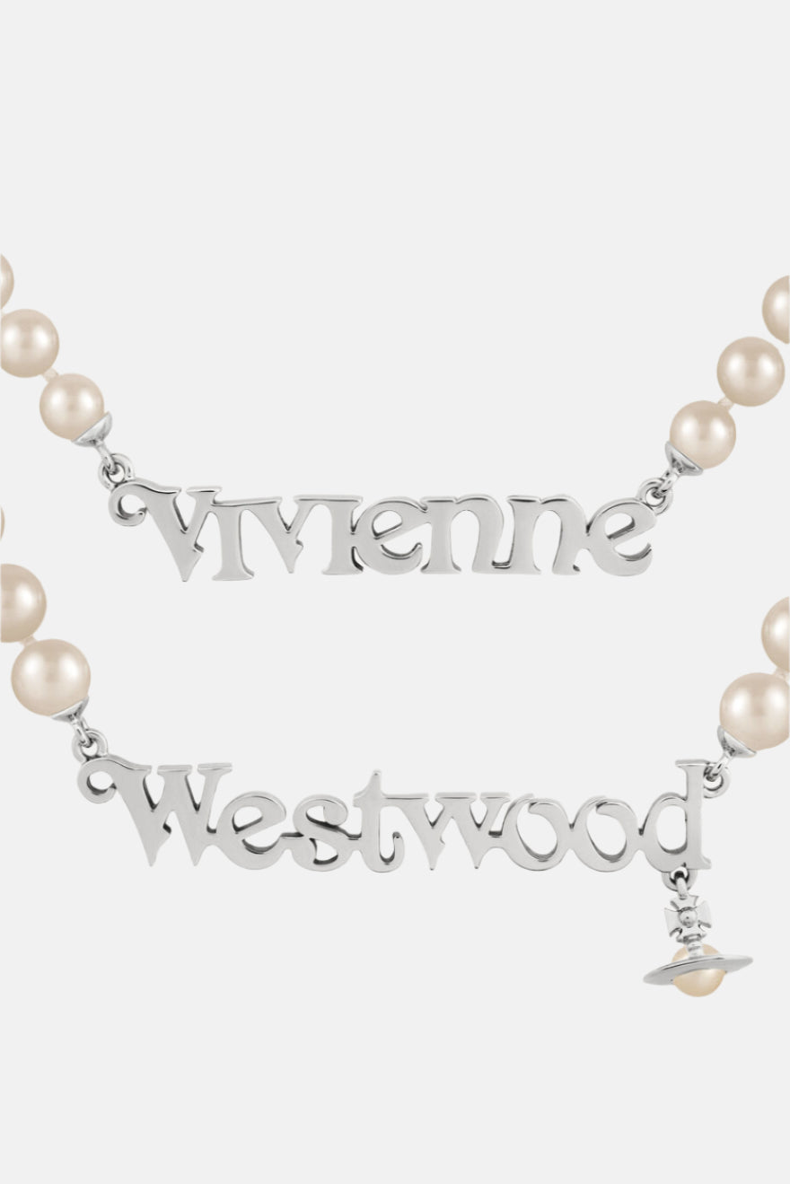 Vivienne Westwood Amelia, Cream Pearl, Platinum Halskette